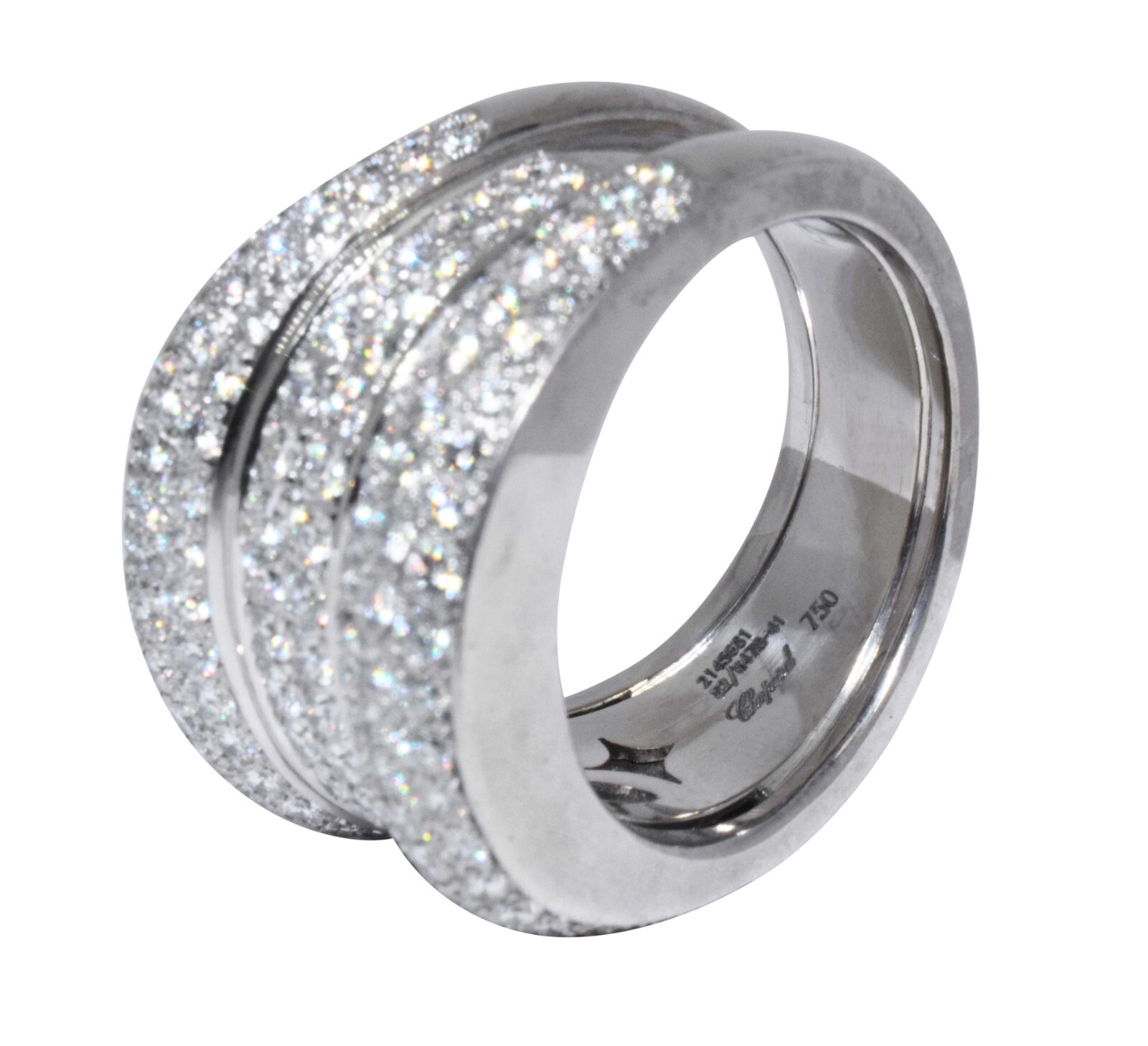 Chopard La Strada 18k White Gold Pave Diamond Ladies Ring Size 7 +Box 82/8478