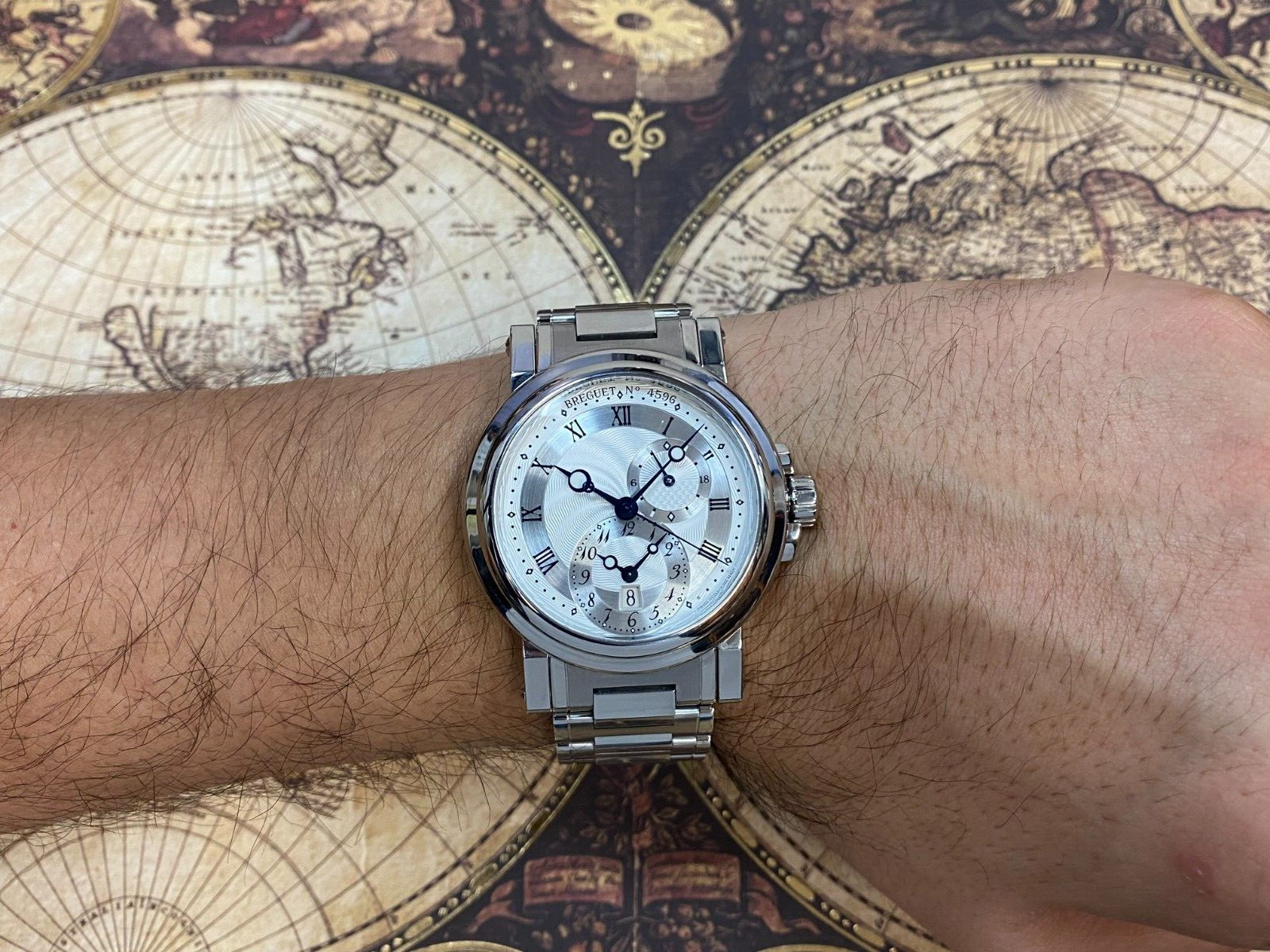 Breguet Marine Dual Time GMT Steel Mens 42mm Automatic Watch B/P '14 5857ST Breguet Marine Dual Time GMT Steel Mens 42mm Automatic Watch B/P '14 5857ST