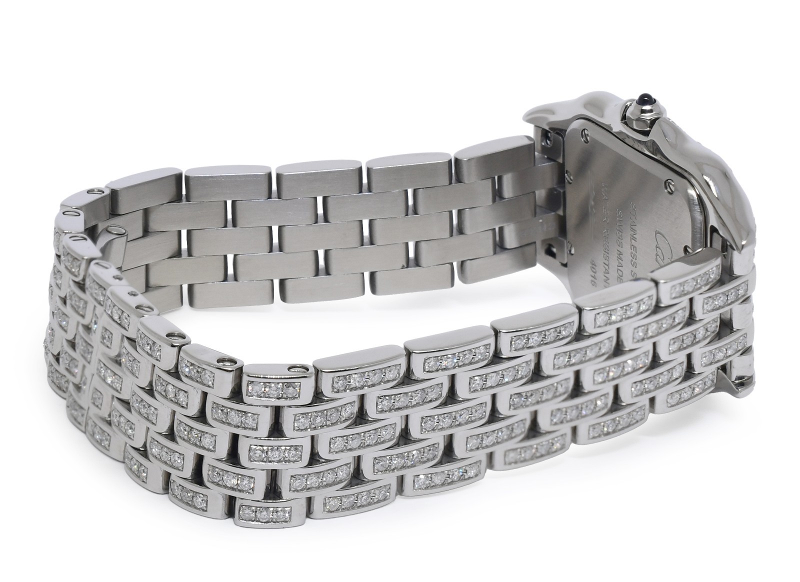 Cartier Panthere Medium Steel & Pave Diamond Quartz Watch WSPN0007 +CARD 4016