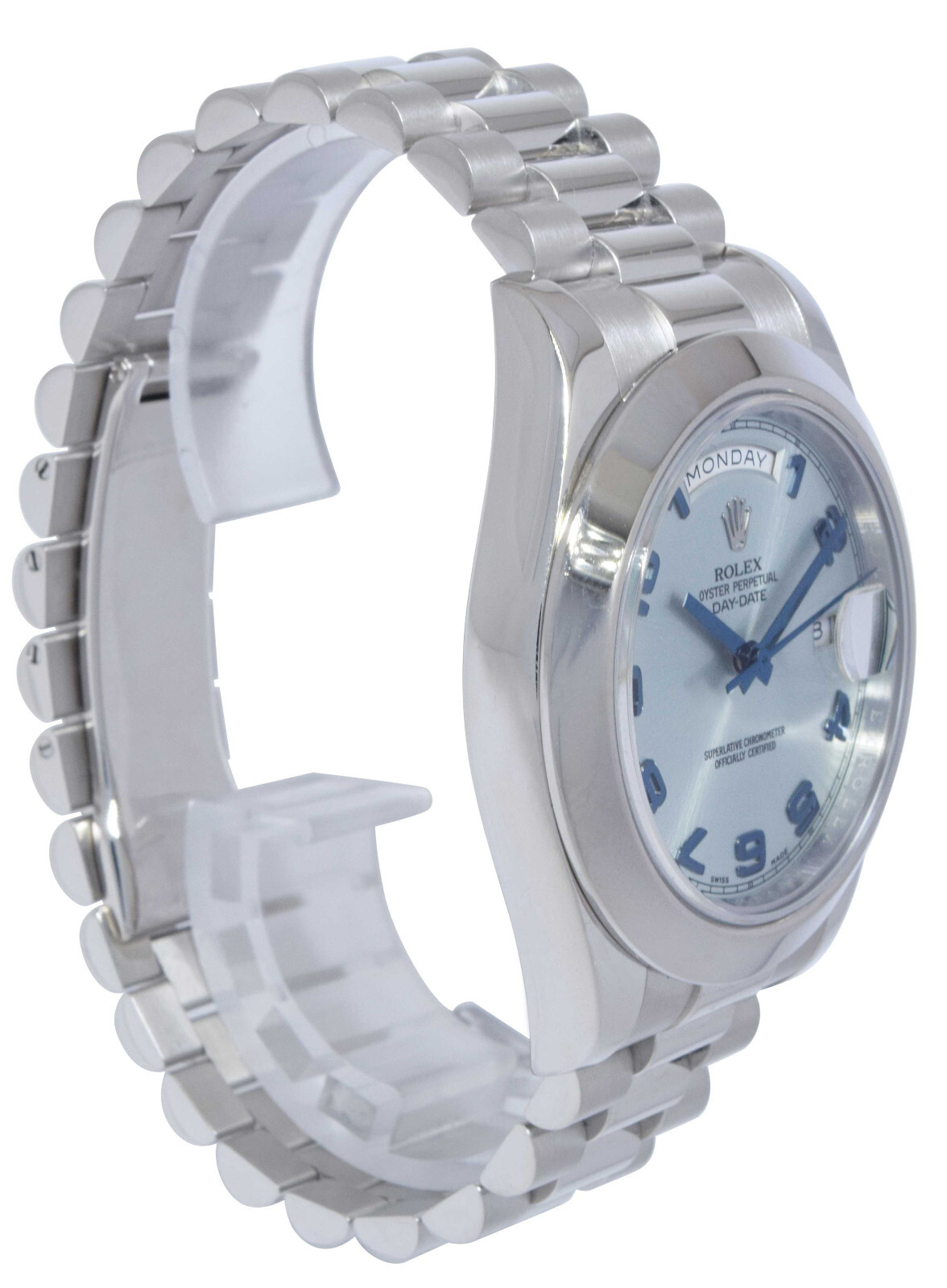 Rolex Day-Date II President Platinum Ice Blue Arabic 41mm Watch B/P  V 218206