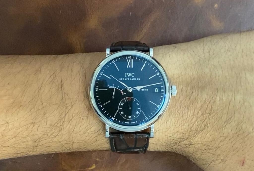 IWC Portofino 8 Days Steel Black Dial Mens 45mm Manual Watch B/P IW510102