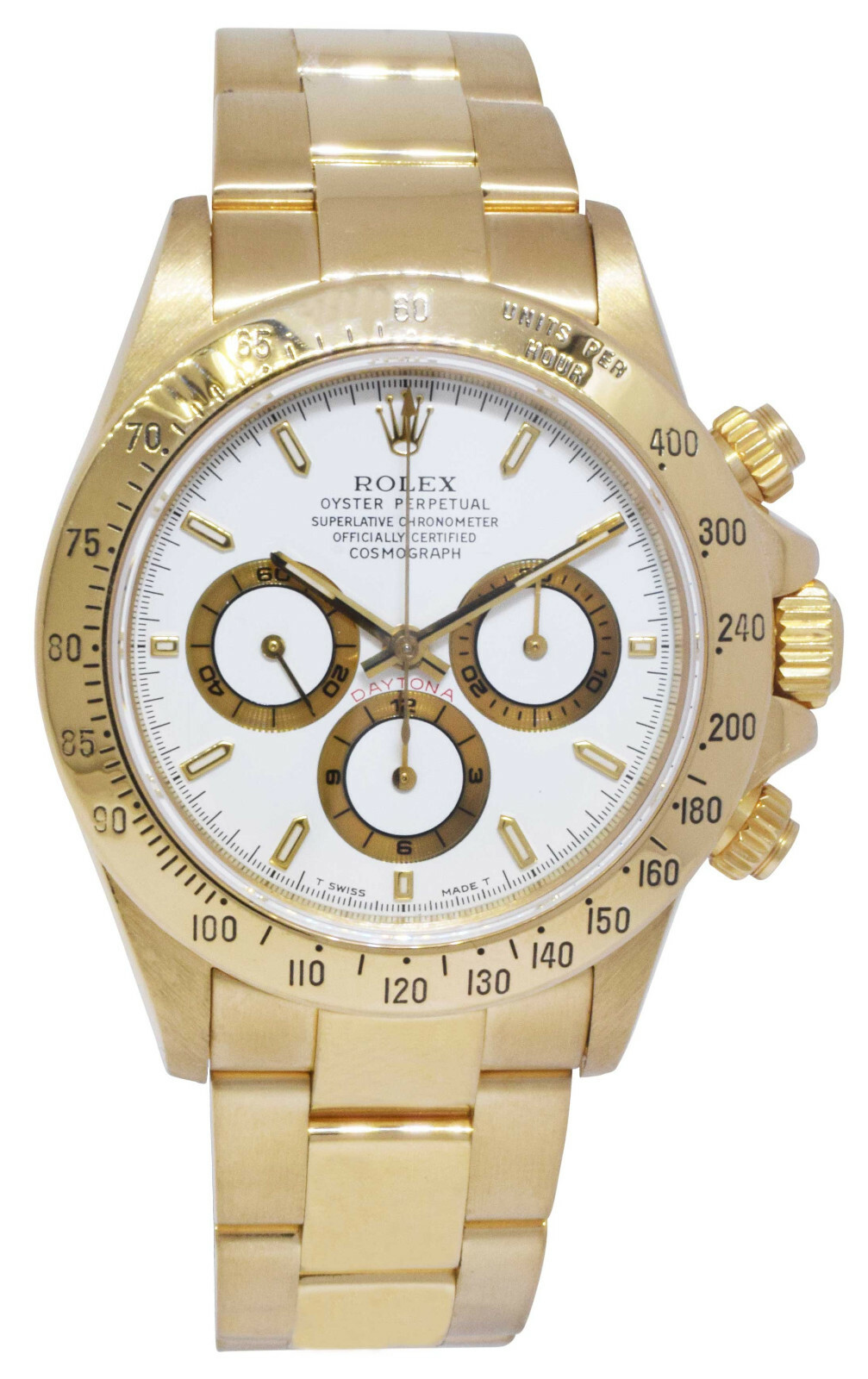 Rolex Daytona Z Movt. Chronograph 18k YG White Dial Mens 40mm Watch /Box  16528
