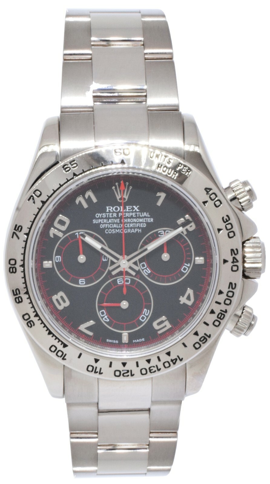 Rolex Daytona Chronograph 18k White Gold Black Dial Watch Z 116509