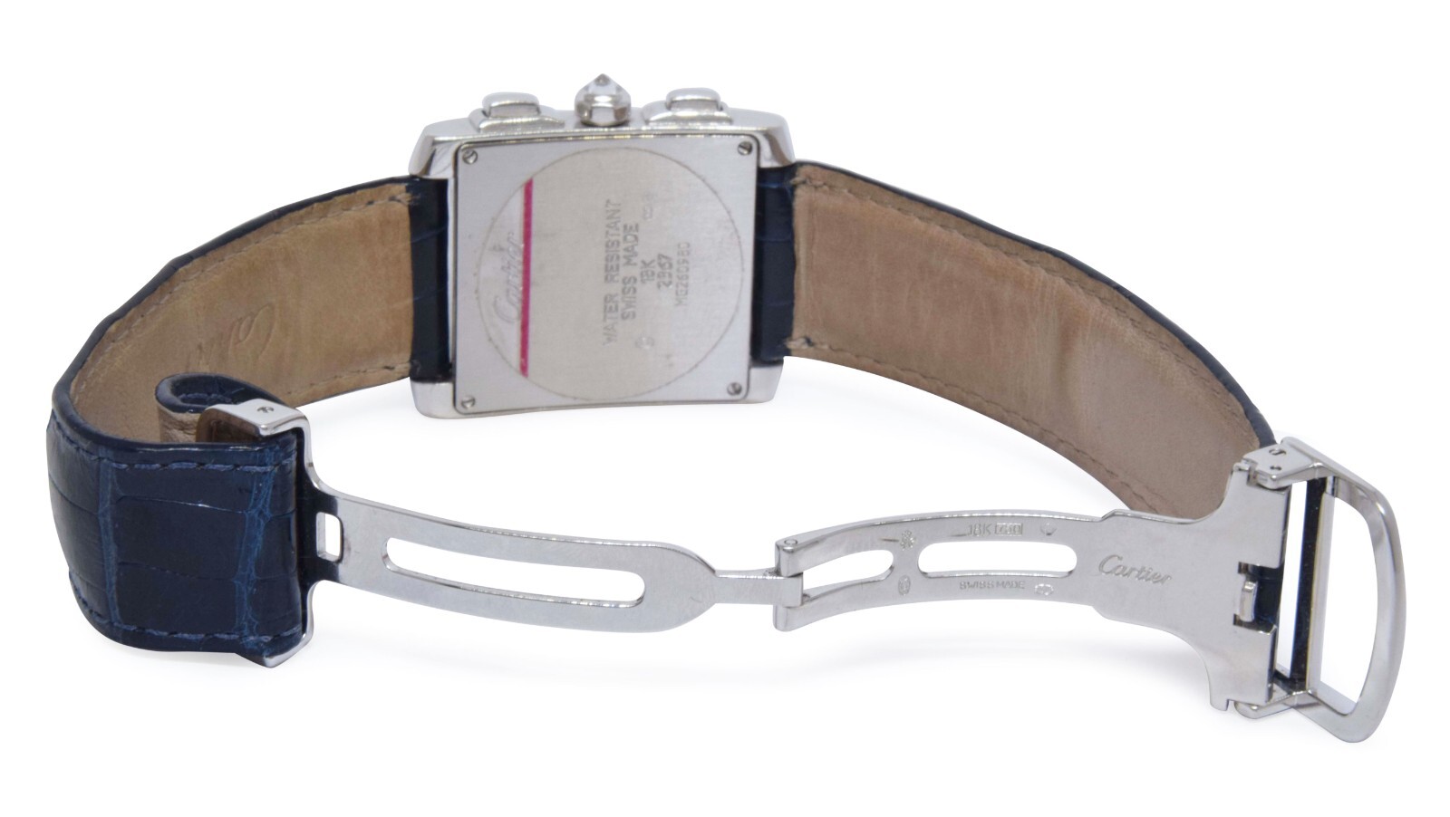 Cartier Tank Francaise Chronoflex Chronograph 18k White Gold Diamond Watch 2367