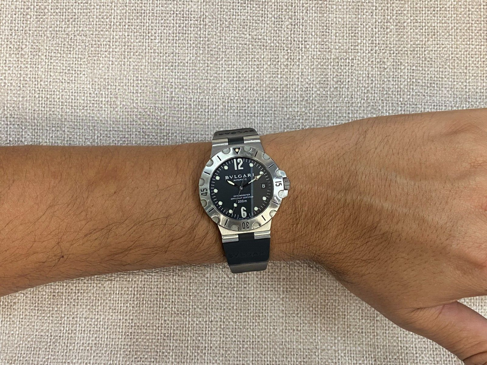 Bvlgari Diagono Scuba Steel Black Dial Mens 38mm Automatic Watch SD38S