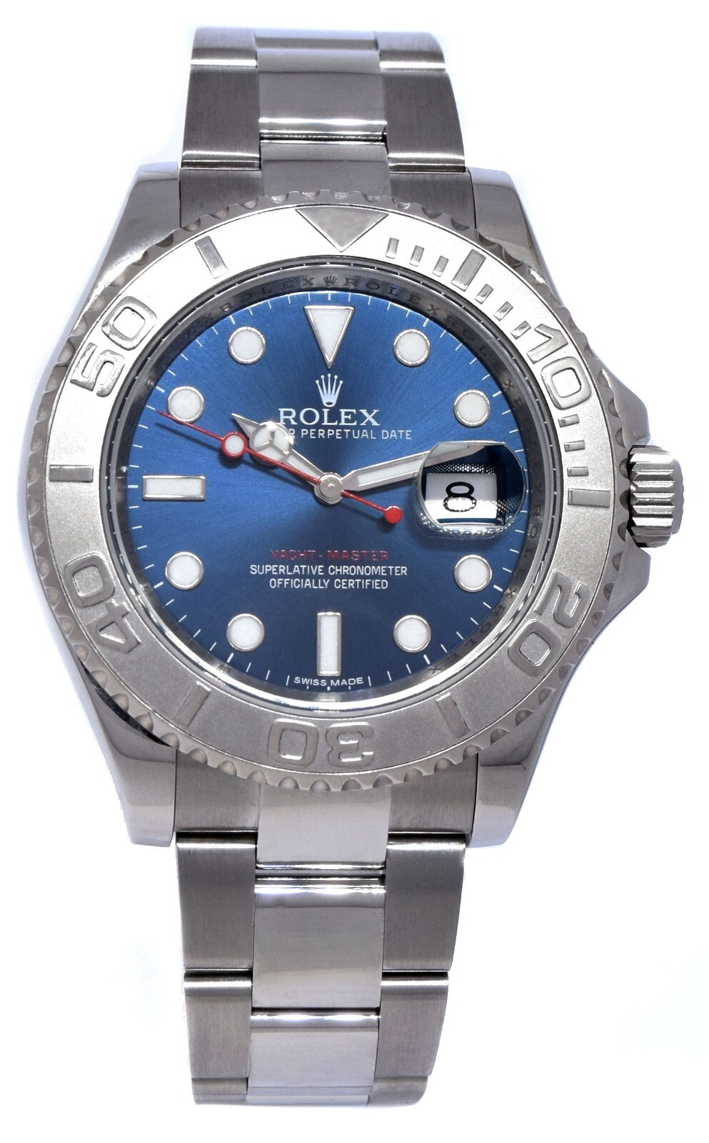 Rolex Yacht-Master Steel & Platinum Bezel Blue Dial Mens 40mm Watch +Card 116622