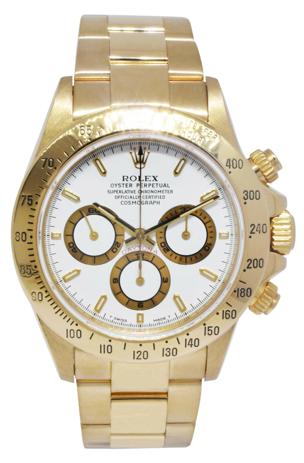 Rolex Daytona Z Movt. Chronograph 18k YG White Dial Mens 40mm Watch /Box  16528