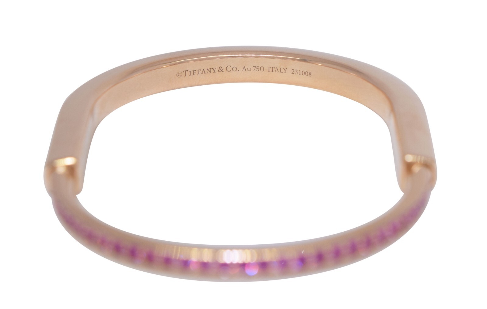 Tiffany & Co. Tiffany Lock Bangle 18k Rose Gold Pink Sapphires Bracelet Medium Tiffany & Co. Tiffany Lock Bangle 18k Rose Gold Pink Sapphires Bracelet Medium