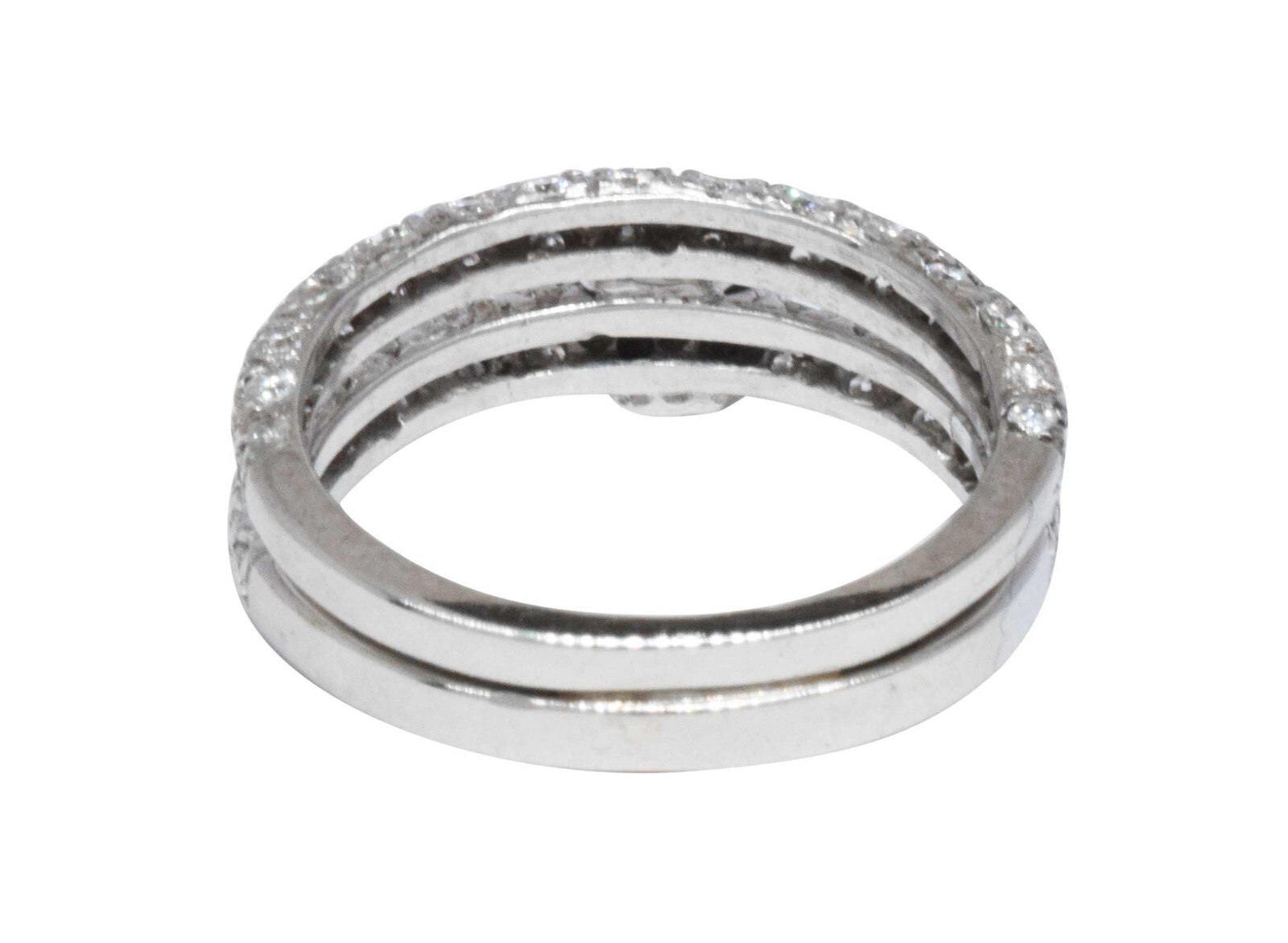 0.90 Carat Pave Diamond & 14k White Gold Ring Size 5.5