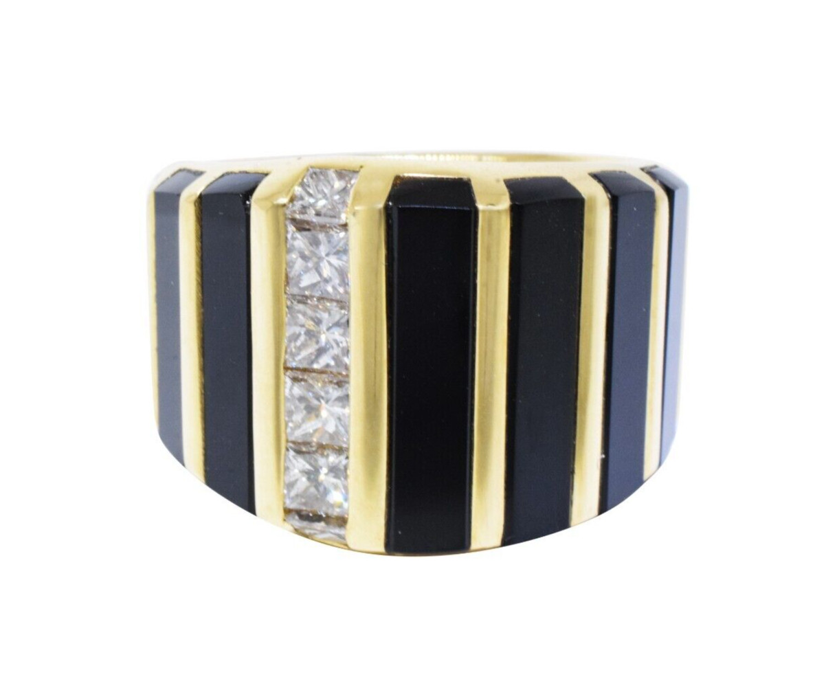 Piaget 18k Yellow Gold Gents Diamond & Onyx Ring Size 12 / 67 EU