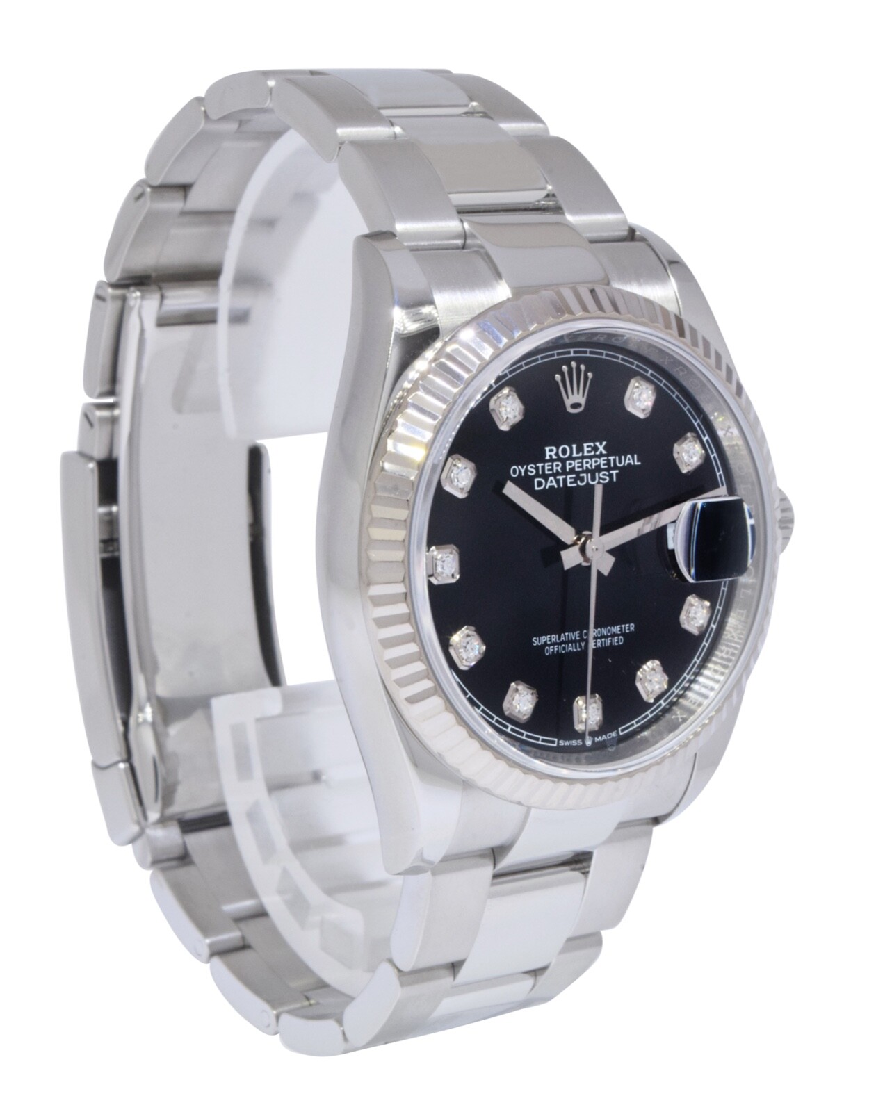 Rolex Datejust 36 Steel 18k Gold Bezel Black Diamond Dial Watch +Card '19 126234 Rolex Datejust 36 Steel 18k Gold Bezel Black Diamond Dial Watch +Card '19 126234