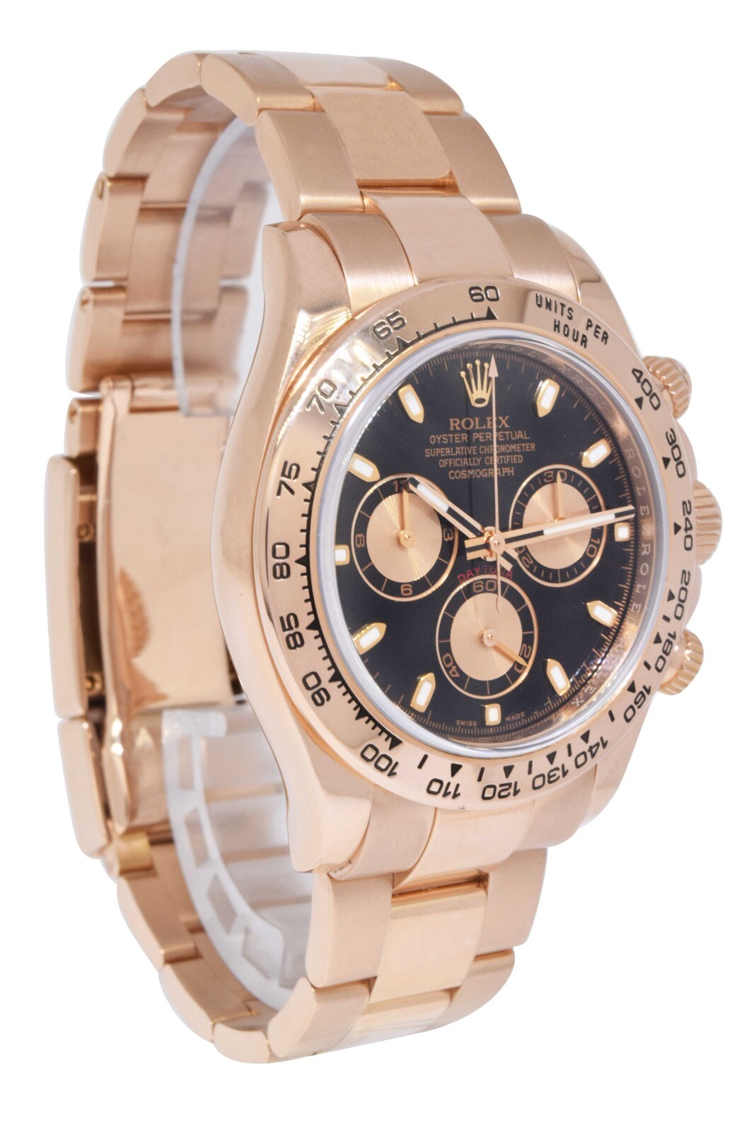 Rolex Daytona Chronograph 18k Rose Gold Black/Pink Dial Watch +Card '14 116505