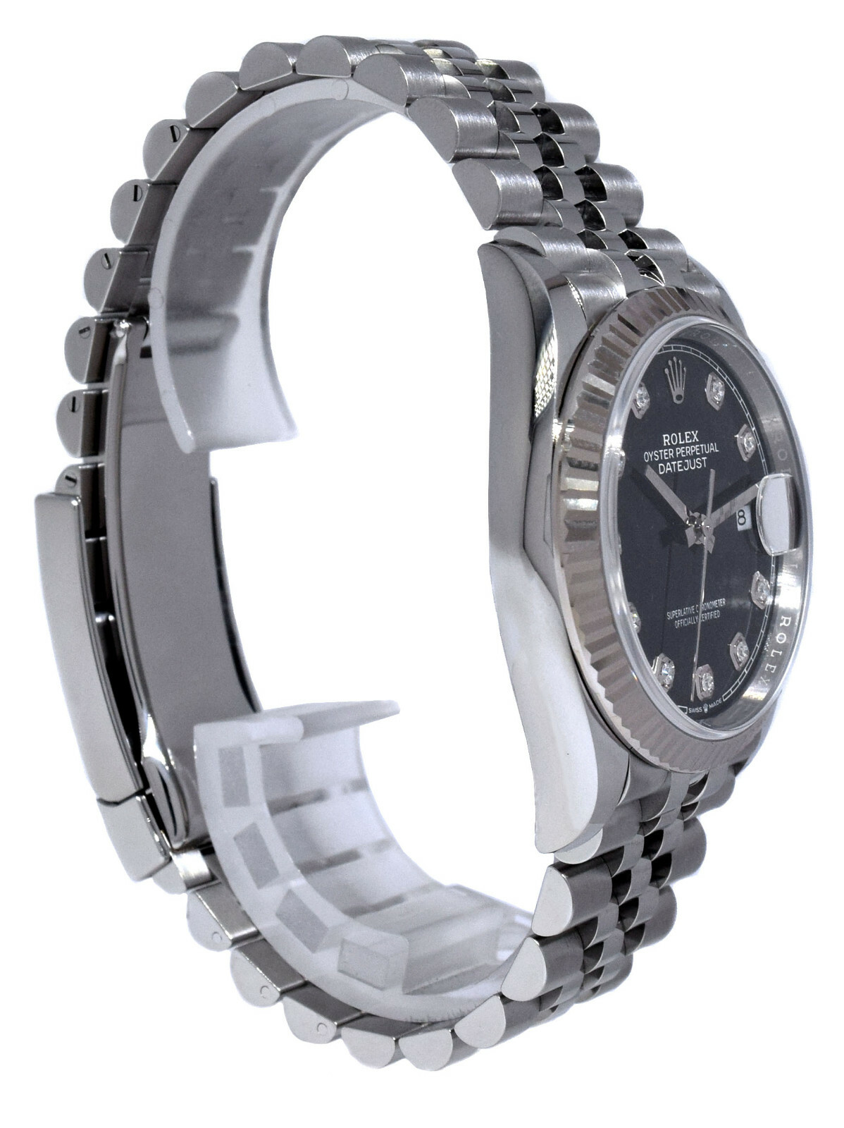 NOS Rolex Datejust Steel Black Diamond Dial Mens 36mm Watch '21 B/P 126234