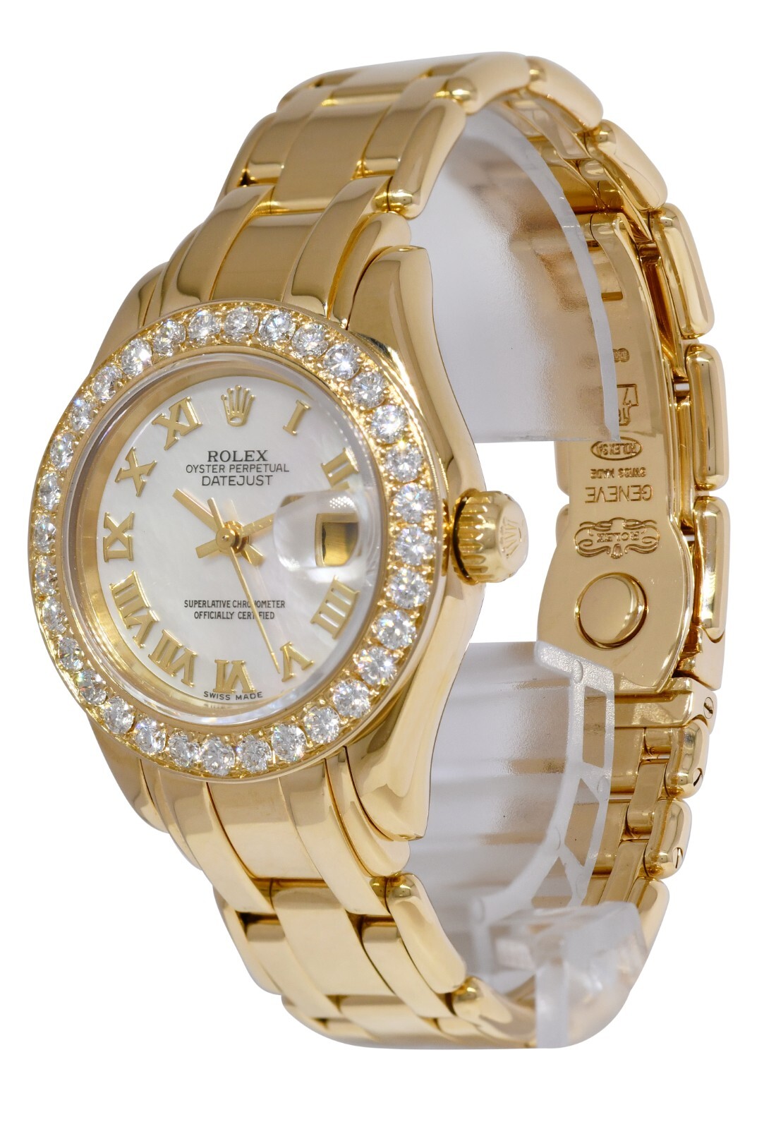 Rolex Datejust Pearlmaster 18k Yellow Gold MOP Diamond Ladies 29mm Watch W 69328
