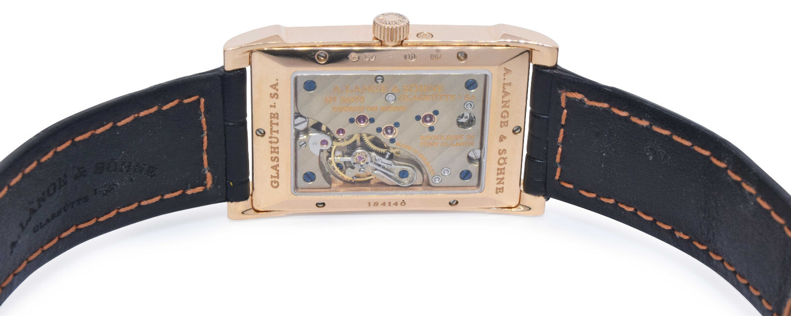 A. Lange & Sohne Cabaret 18k Rose Gold Black Dial Big Date Mens Watch 107.031