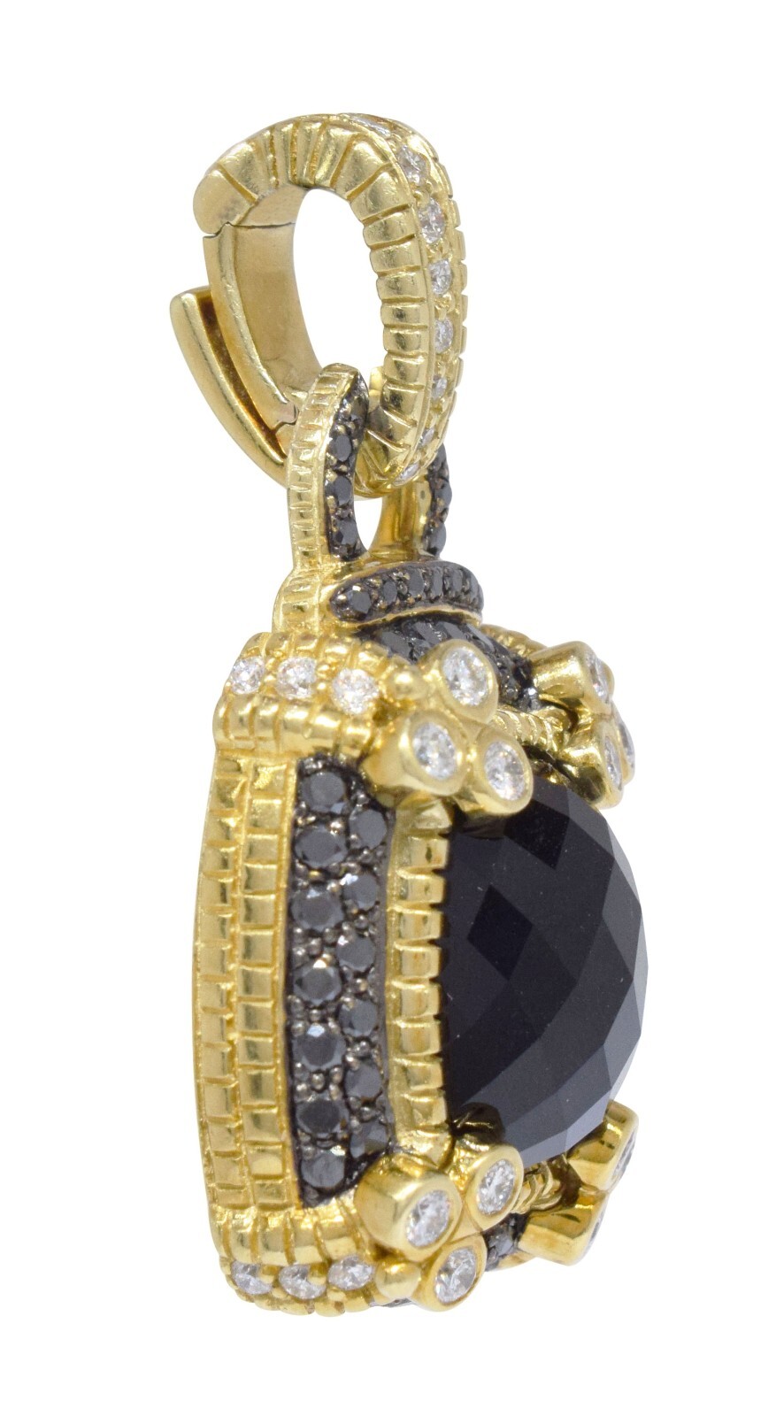 Judith Ripka 18k Yellow Gold Onyx Black & White Diamond Pendant