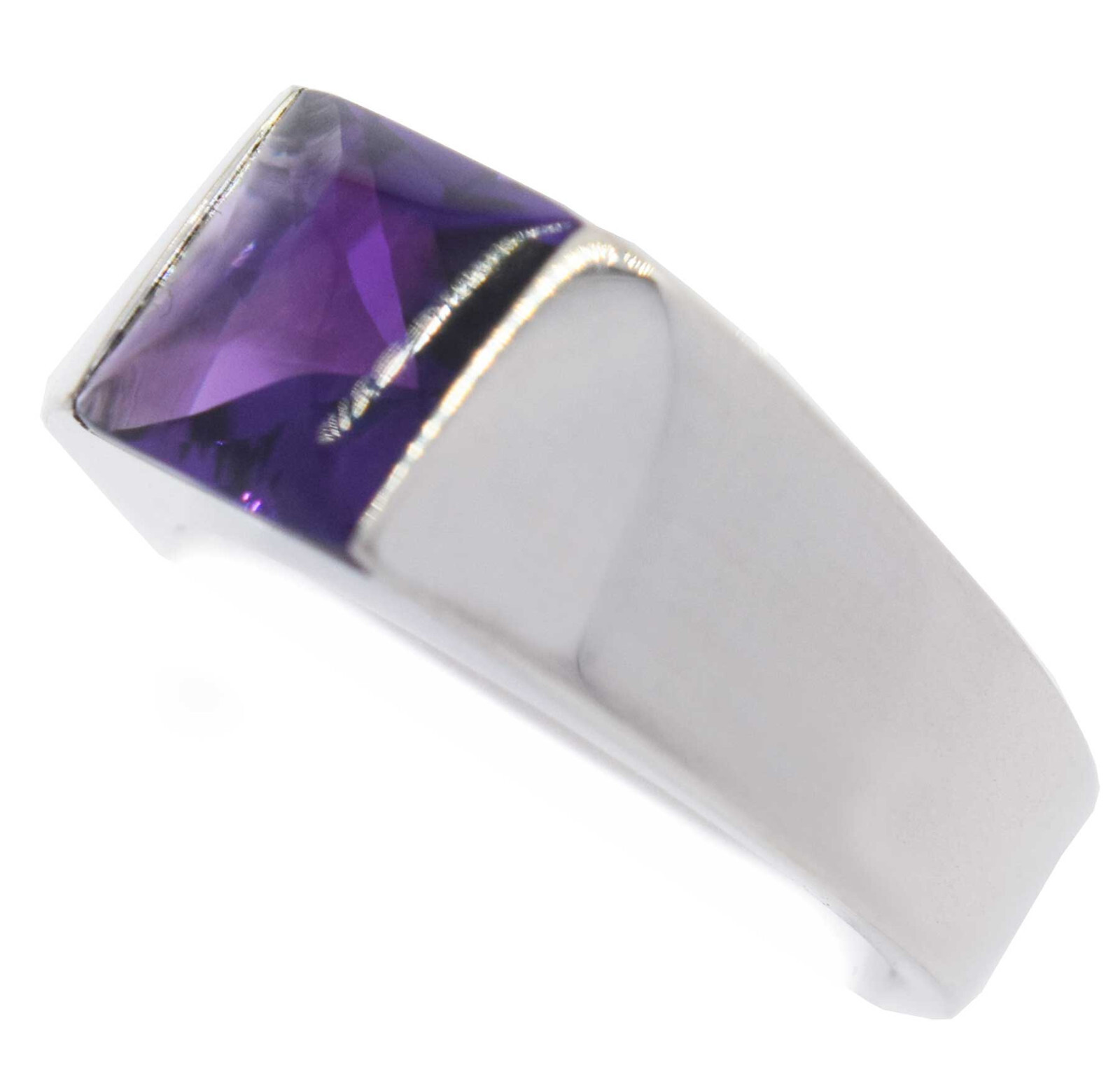 Cartier 18K Gold Tank Ring Amethyst Size 50 w/ Certificate