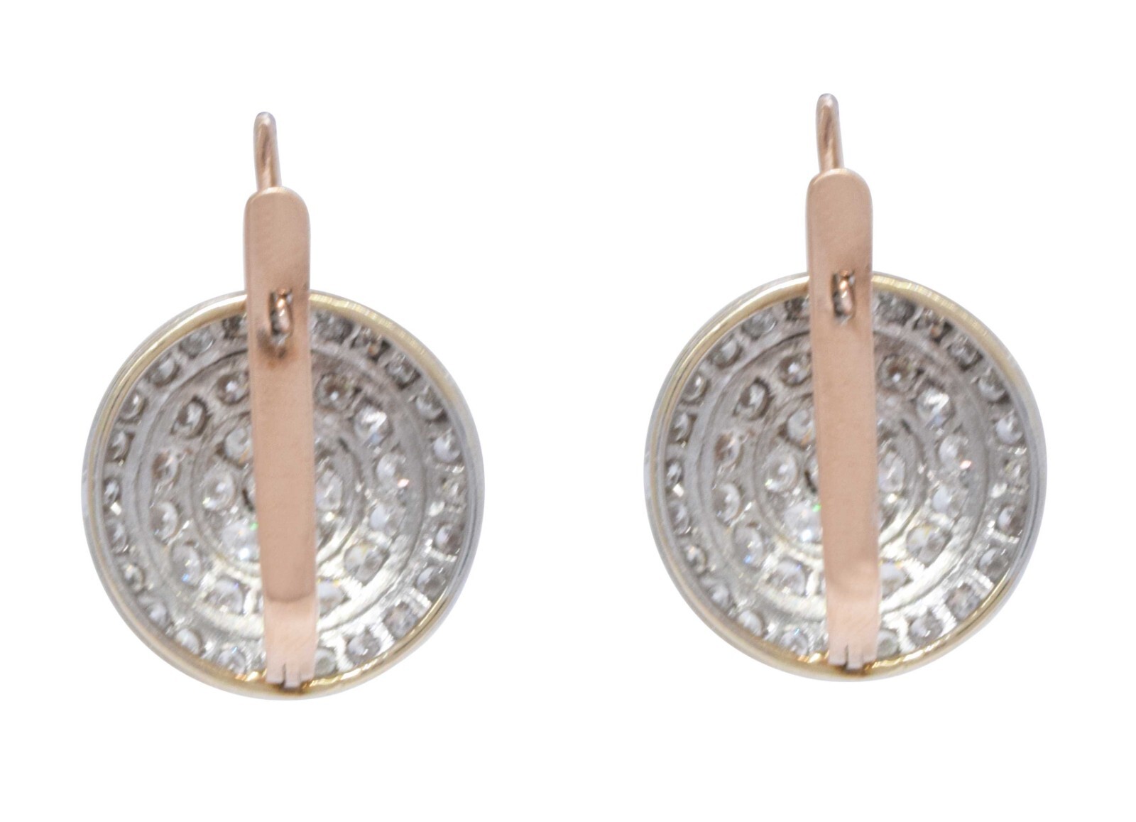3.00 Carat Diamond Button Earrings in 14k White & Rose Gold