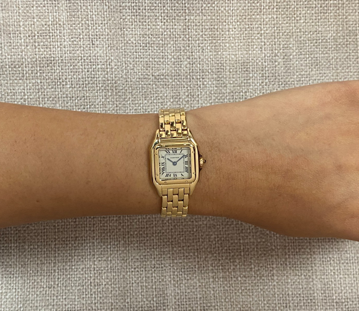 Cartier Panthere Small 18k Yellow Gold Silver Dial Ladies 22mm Quartz Watch