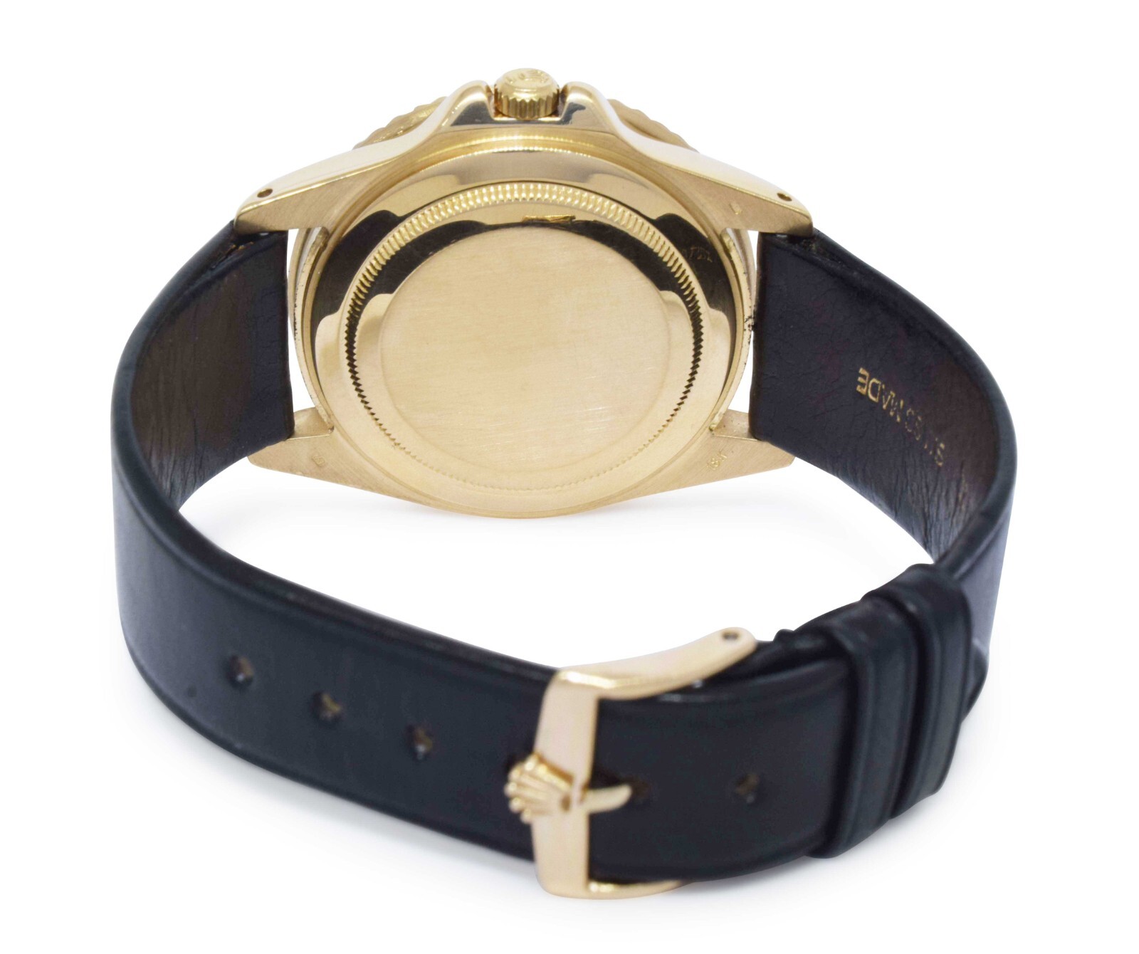 Rolex GMT-Master 18k Yellow Gold Black Nipple Dial 40mm Watch on Strap '84 16758