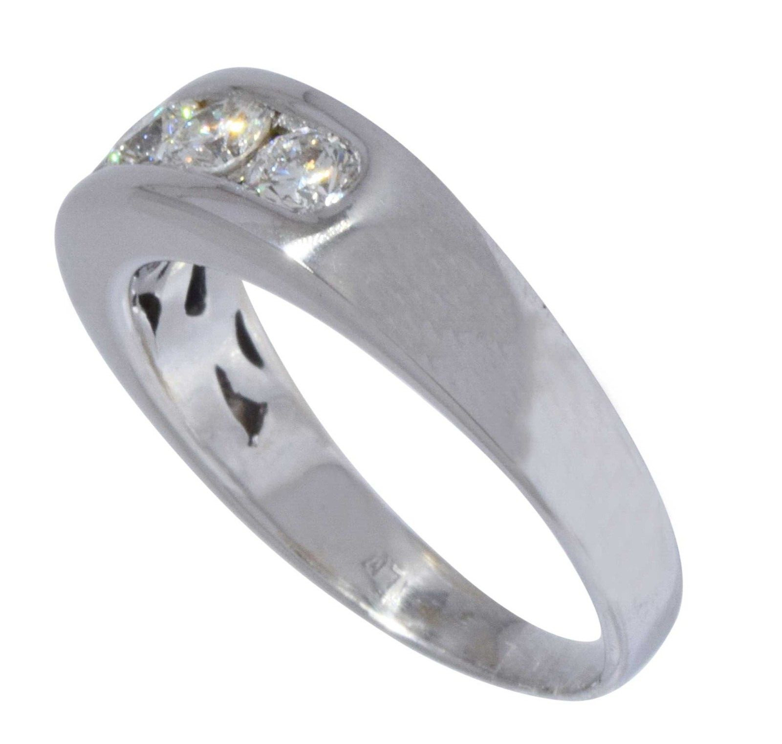 Ladies Channel Set Diamond Wedding Band in 18K White Gold Size 8 1/2