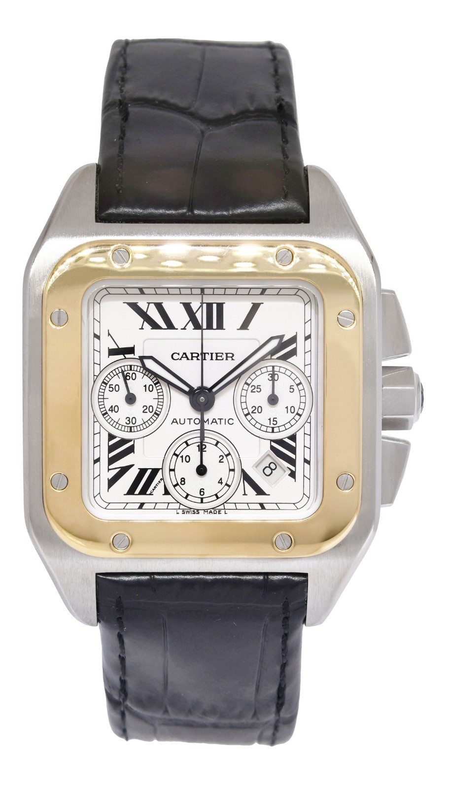 Cartier Santos 100 XL Chrono 18k YG/Steel Mens Automatic Watch W20091X7 2740