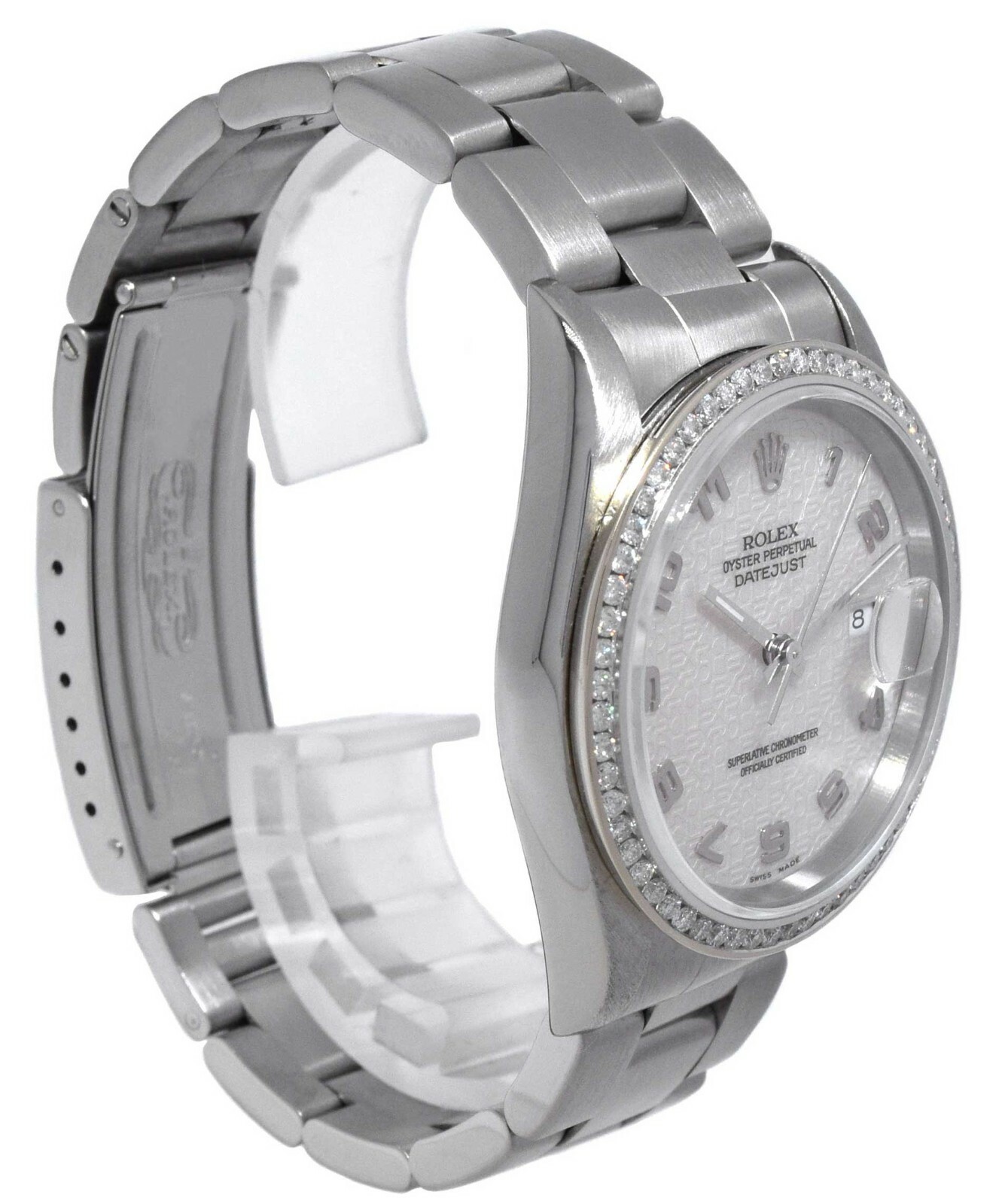 Rolex Datejust Steel Diamond Bezel Silver Jubilee Dial 36mm Watch U 16200 Rolex Datejust Steel Diamond Bezel Silver Jubilee Dial 36mm Watch U 16200
