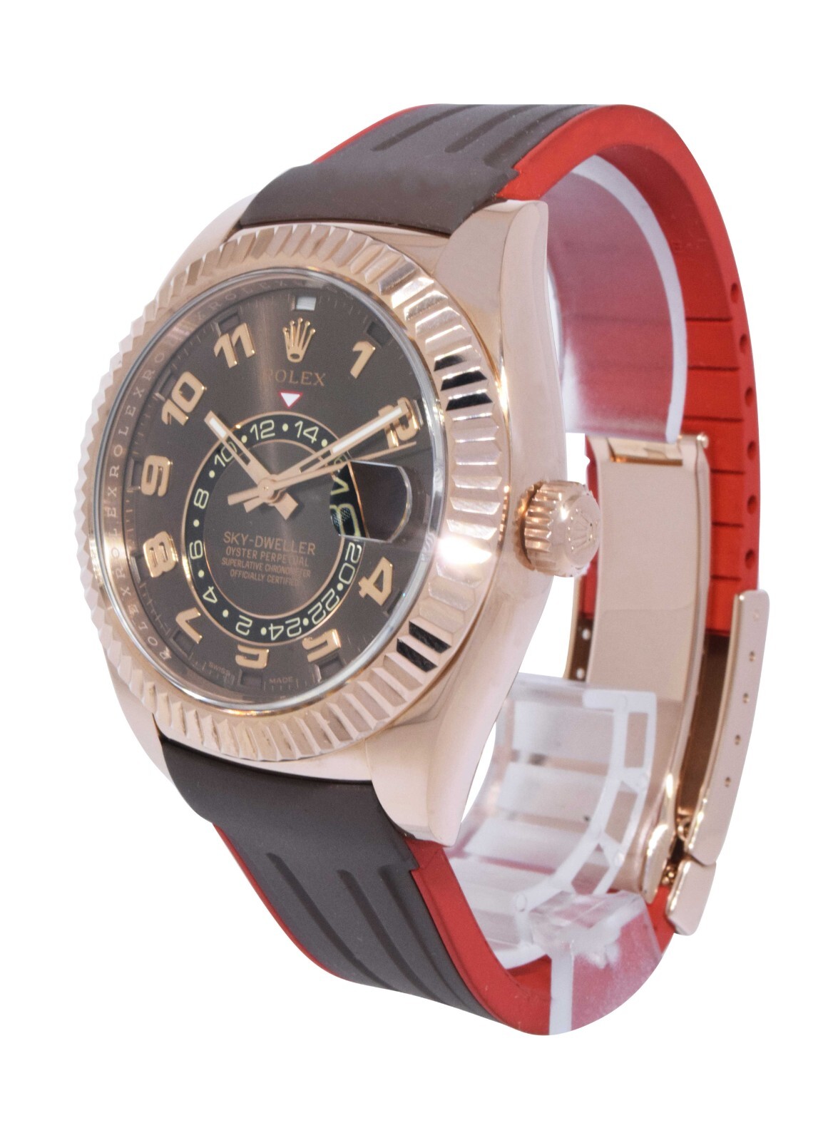 Rolex Sky-Dweller 18k Rose Gold Chocolate Dial GMT Mens 42mm Watch 326135