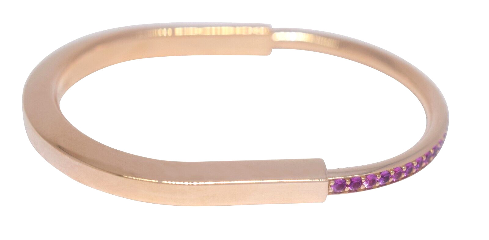 Tiffany & Co. Tiffany Lock Bangle 18k Rose Gold Pink Sapphires Bracelet Medium Tiffany & Co. Tiffany Lock Bangle 18k Rose Gold Pink Sapphires Bracelet Medium