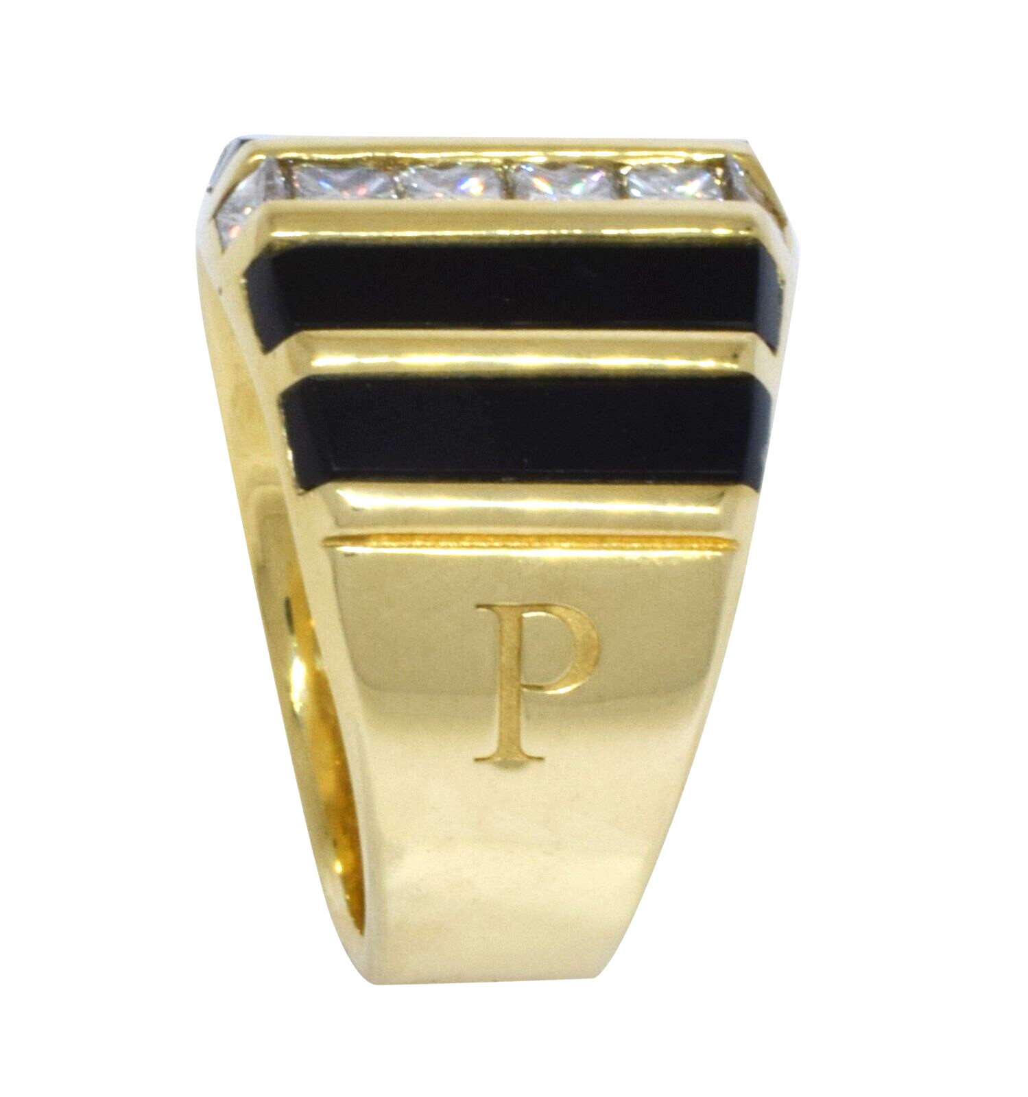 Piaget 18k Yellow Gold Gents Diamond & Onyx Ring Size 12 / 67 EU