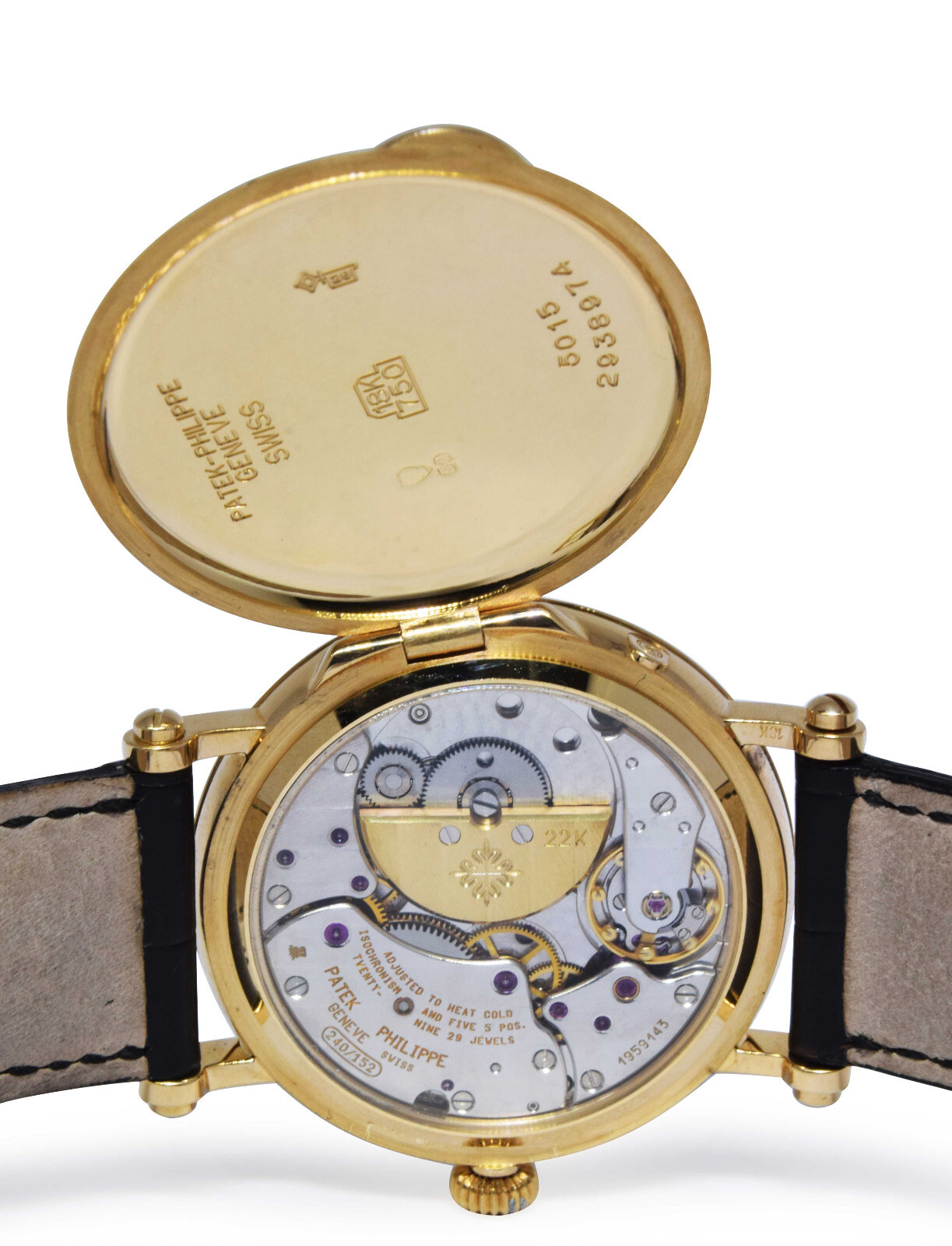 Patek Philippe 5015 Complications 18k YG Mens 35mm White Dial Watch 5015J