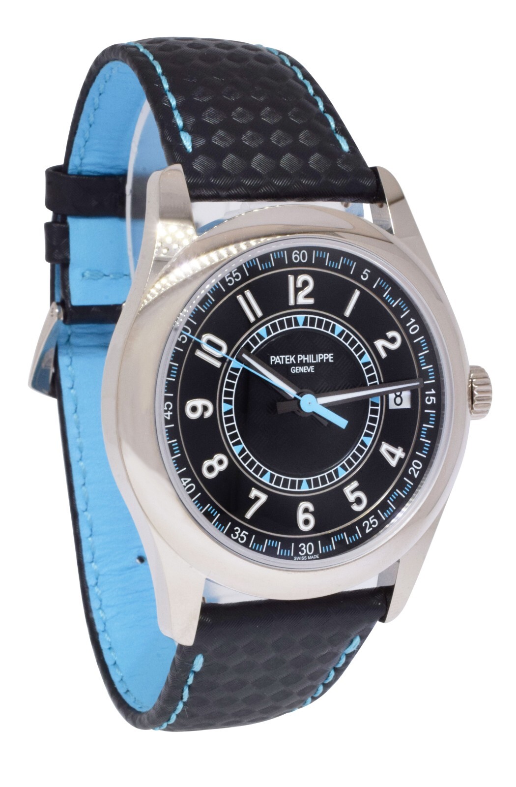 NOS Patek Philippe Calatrava 6007 18k White Gold Blue Accents Watch B/P 6007G