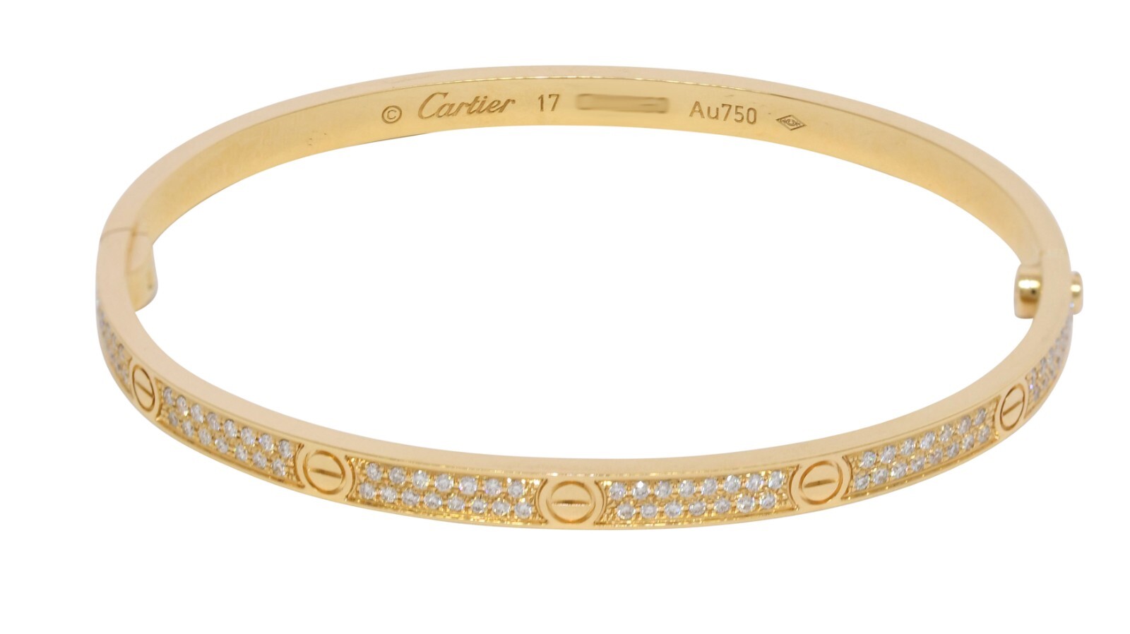Cartier Love Bracelet Small Size 17cm 18k Yellow Gold Pave Diamond B/P N6726417