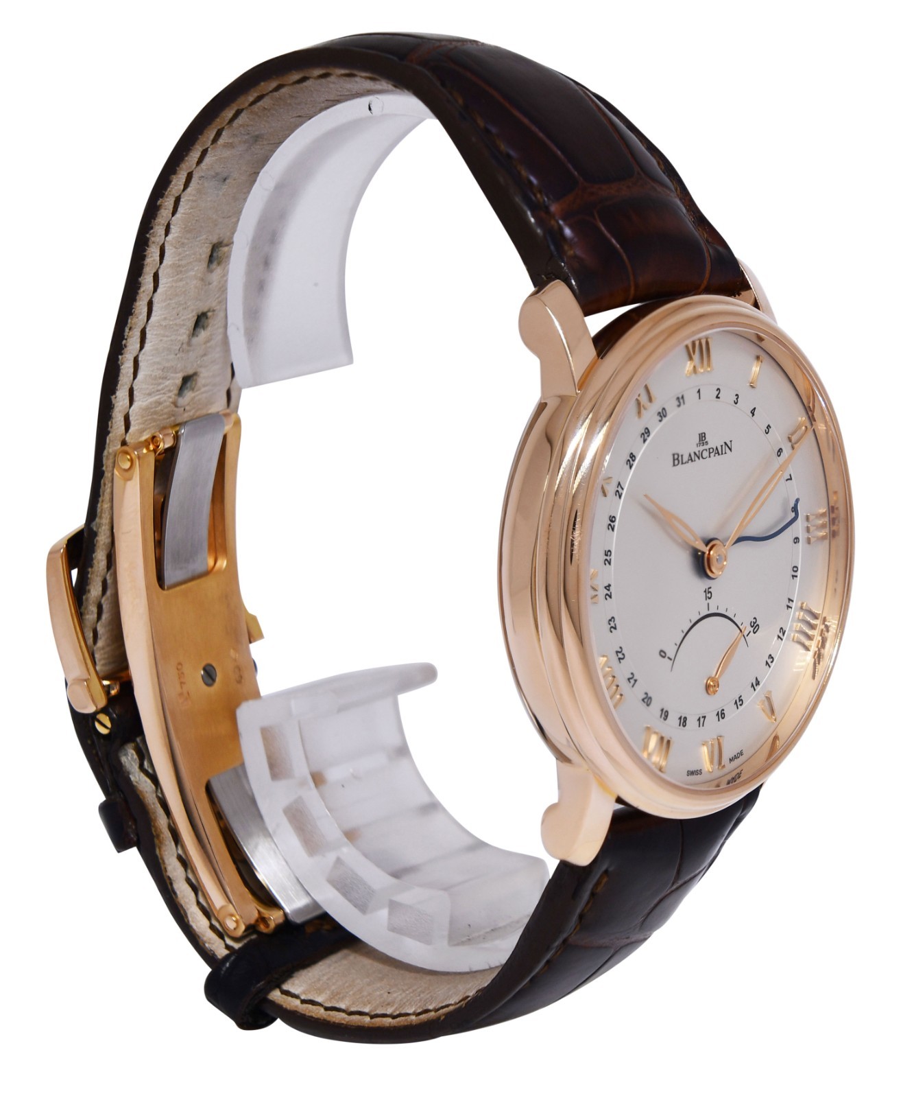 Blancpain Villeret Ultra Slim Rose Gold Retrograde Watch +Card 6653Q-3642-55B
