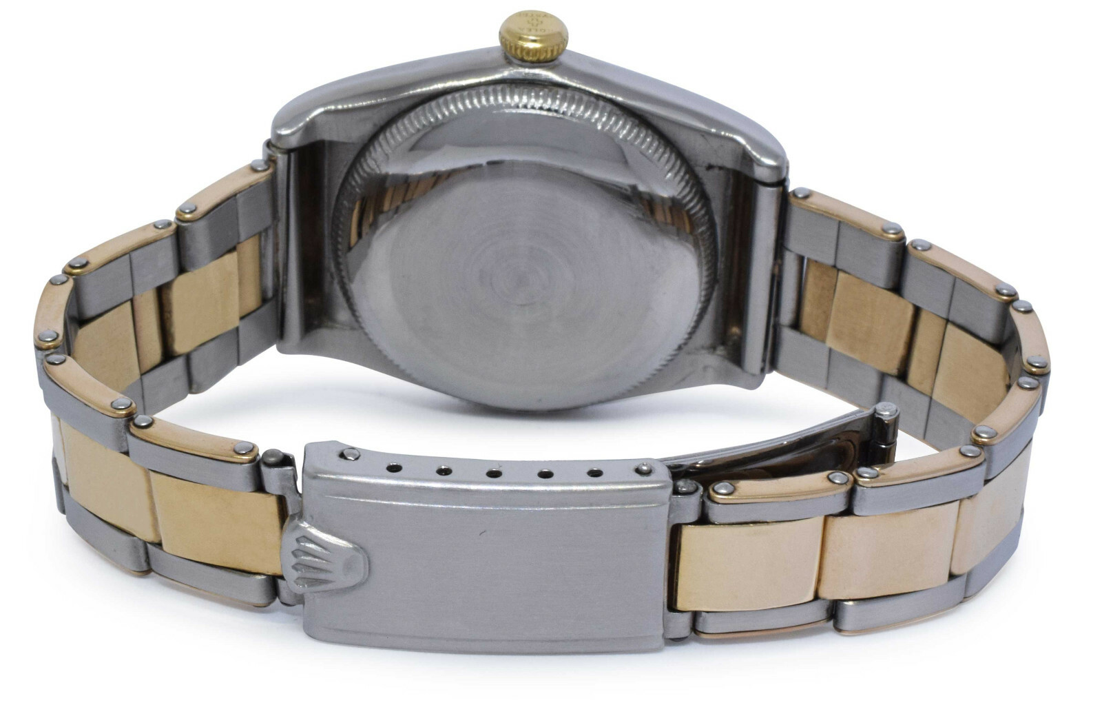 Rolex Vintage 1940's Hooded Bubbleback 14k Gold & Steel Mens Watch & Box 3065