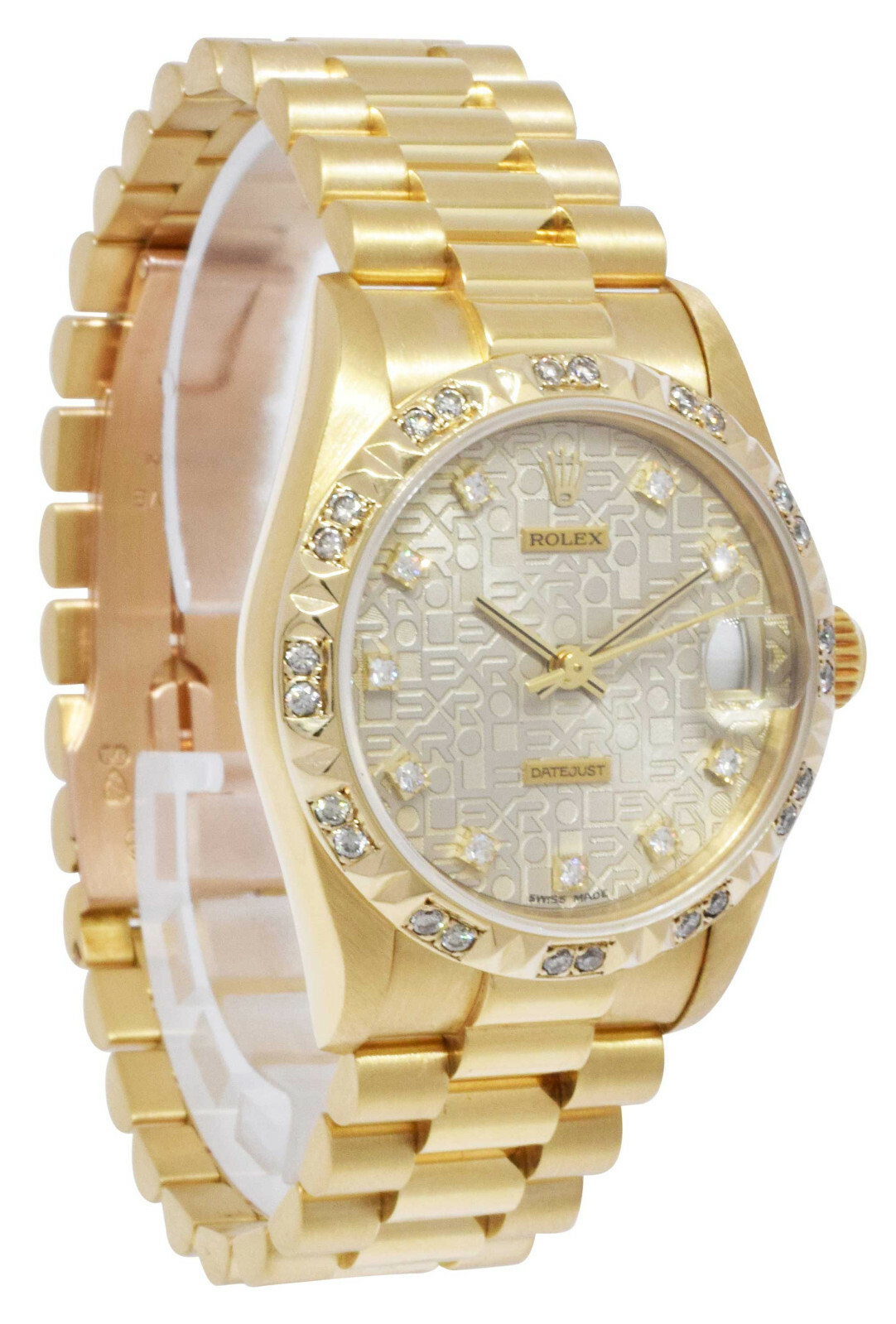 Rolex Datejust President 18k Yellow Gold Jubilee Diamond D/B Ladies 31mm 68278