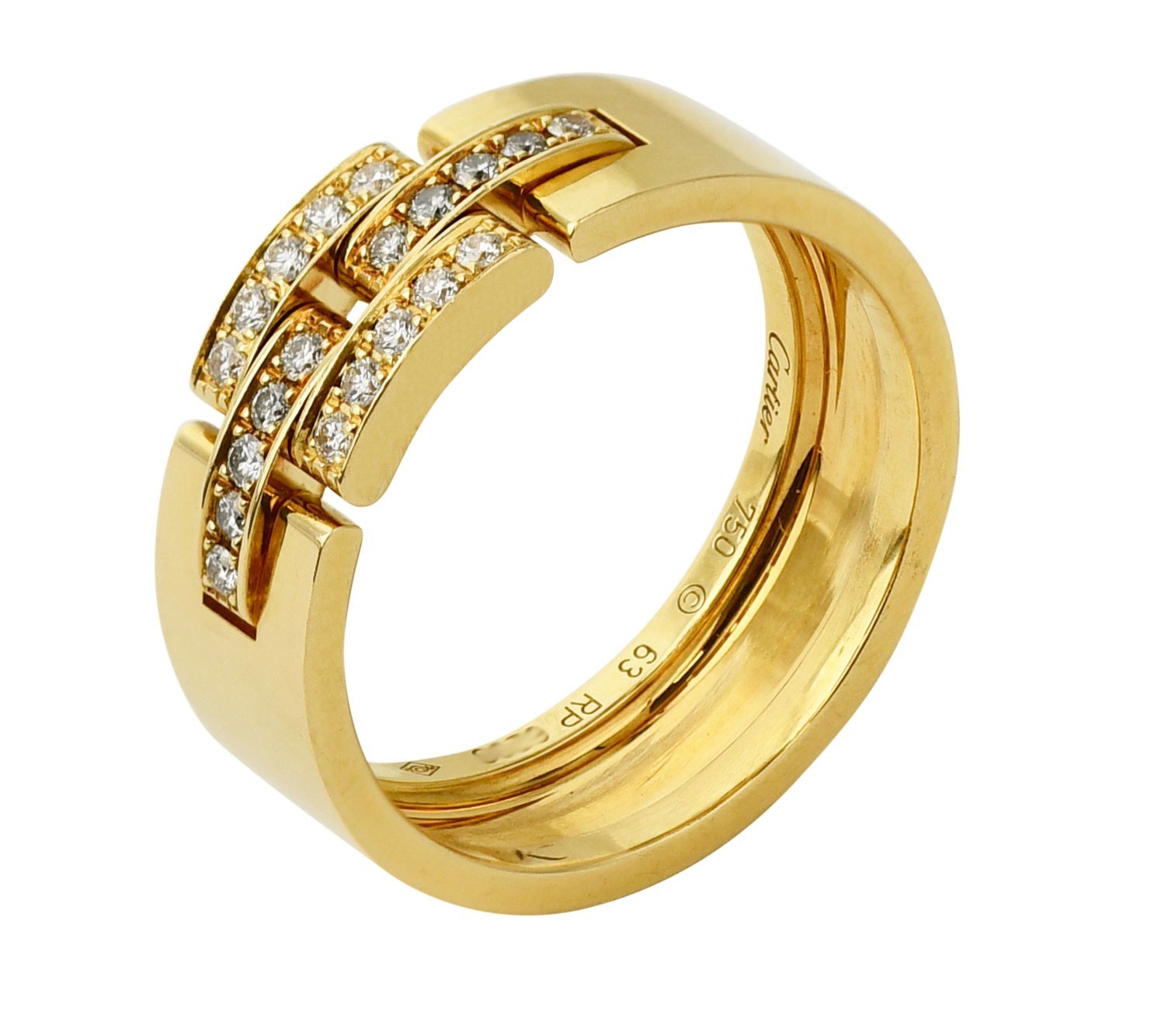 Cartier Maillon Panthere Ring Diamond 18k Yellow Gold Band Size 63 +Box B4081163