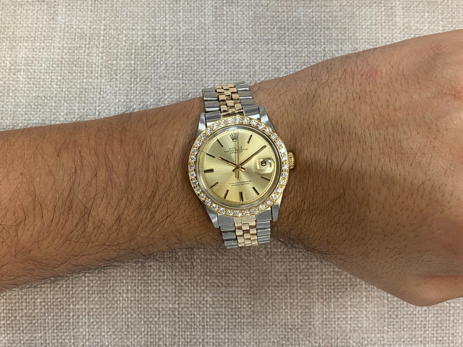 Rolex Datejust 14k Yellow Gold/Steel Diamond Bezel USA Bracelet Watch '71 1601 Rolex Datejust 14k Yellow Gold/Steel Diamond Bezel USA Bracelet Watch '71 1601