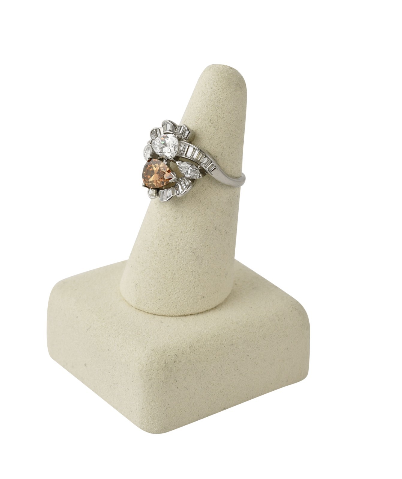 GIA 1.49 & 1.08 Carat Pear Brilliant Diamond Platinum Cocktail Ring size 6.25