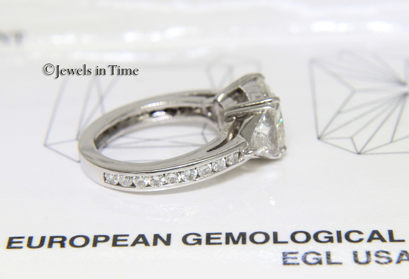 3.67 Carat Diamond Platinum Ladies Ring Size 6.5 + EGL Certificate