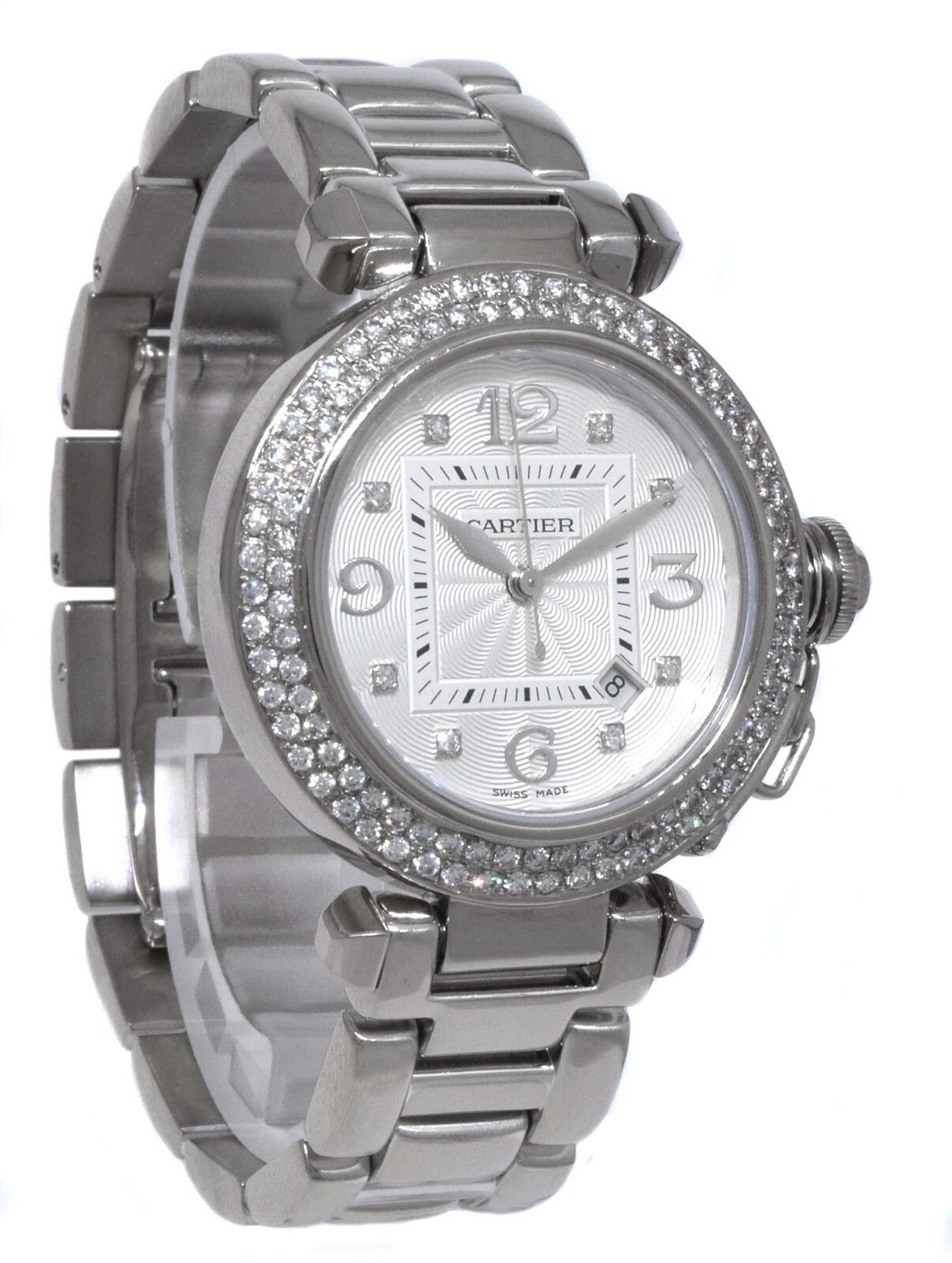 Cartier Pasha 18k White Gold Diamond Dial/Bezel Ladies 32mm Automatic Watch 2398