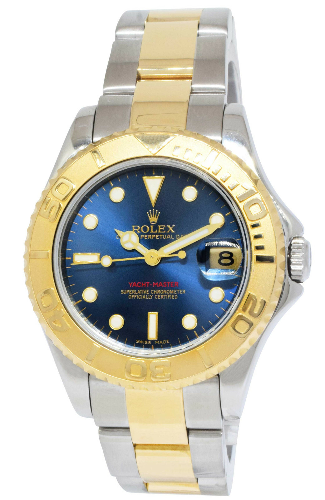Rolex Yacht-Master 18k Yellow Gold/Steel Blue Dial Ladies 35mm Watch K 168623