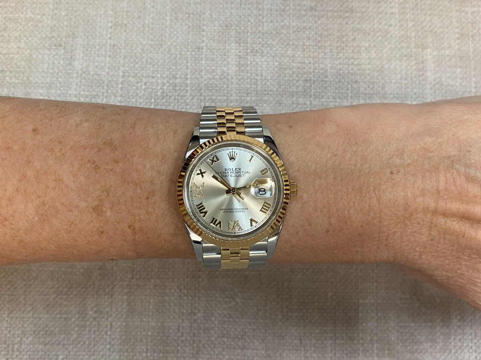 Rolex Datejust 36 18k Yellow Gold/Steel Silver Diamond 6-9 Dial Watch 126233 Rolex Datejust 36 18k Yellow Gold/Steel Silver Diamond 6-9 Dial Watch 126233