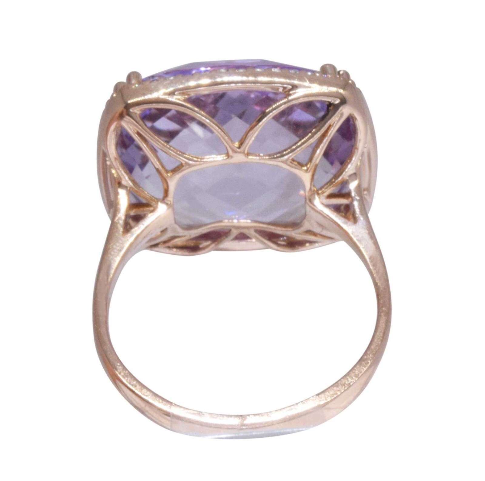 Amethyst & 0.26ct Diamond 14k Rose Gold Ladies Ring 6.5