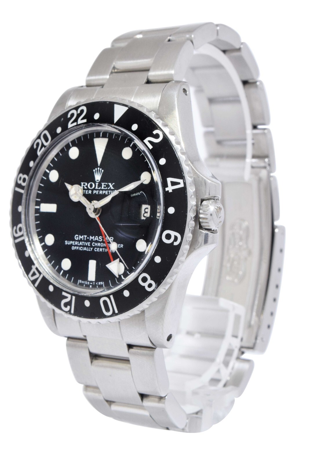 Rolex GMT-Master Steel Black Dial/Bezel Mens Vintage 40mm '77 Watch 1675