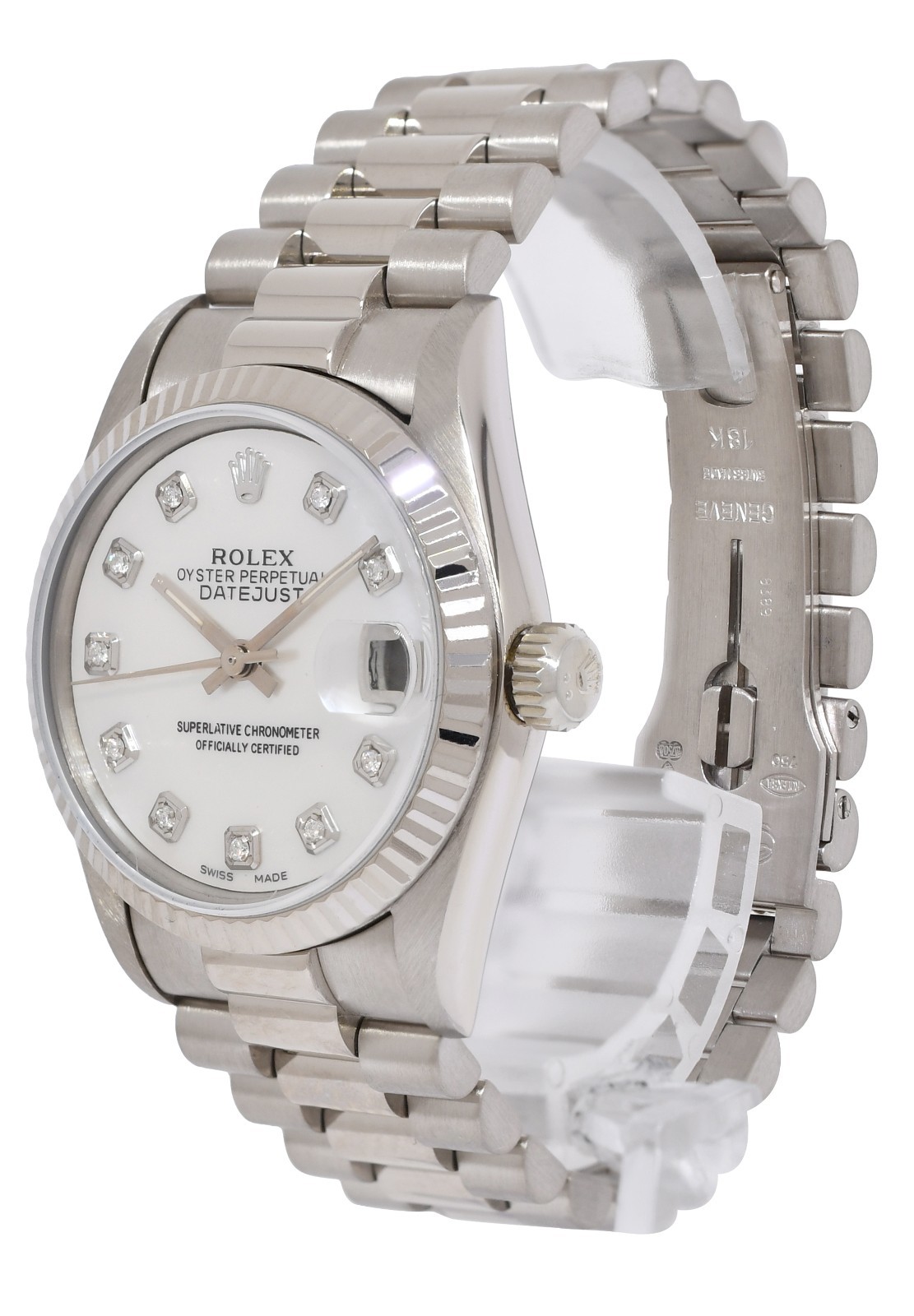 Rolex Datejust President 18k White Gold MOP Diamond Dial 31mm Watch L 68279