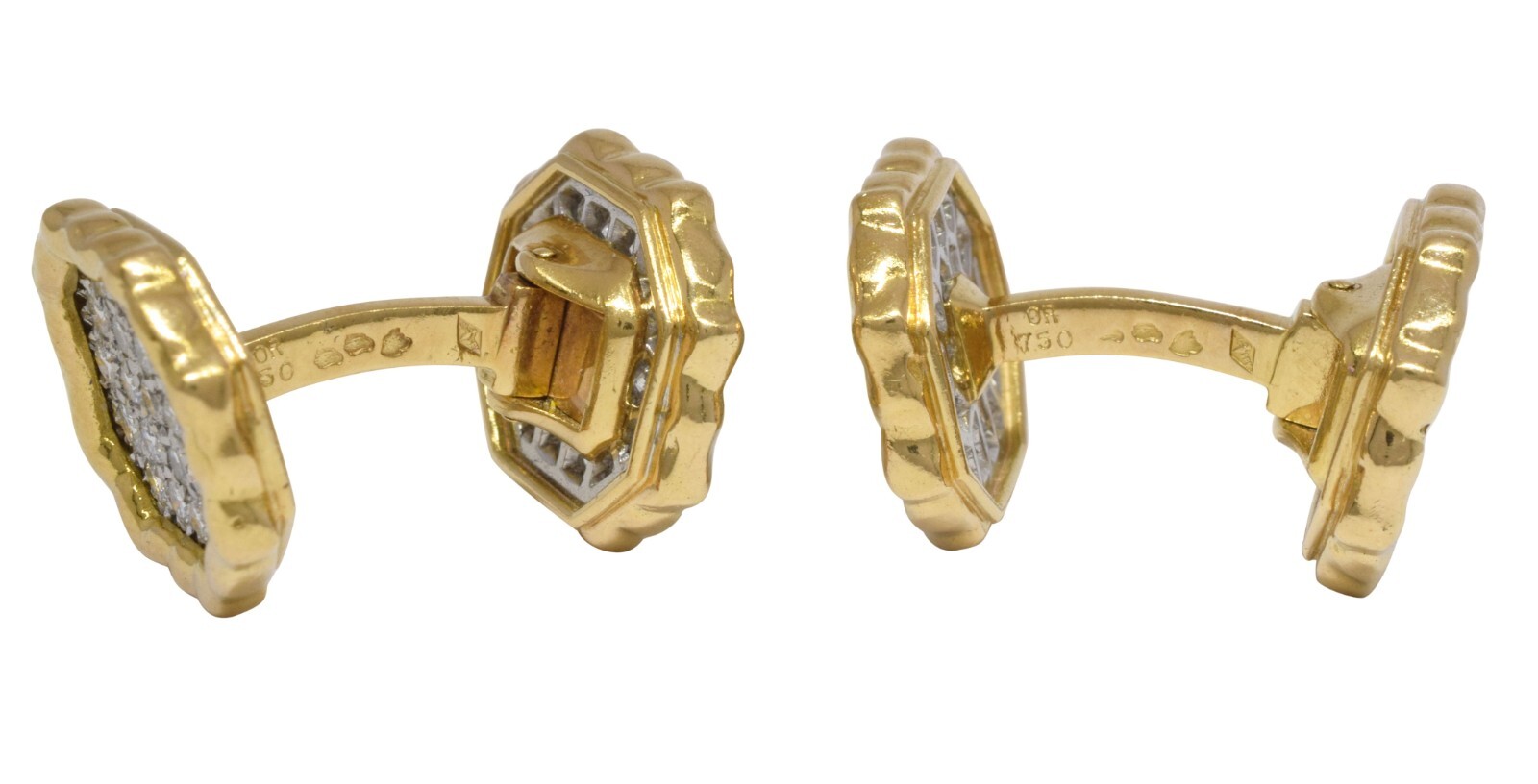 Van Cleef & Arpels Vintage 18k Yellow Gold & Diamond Cufflinks
