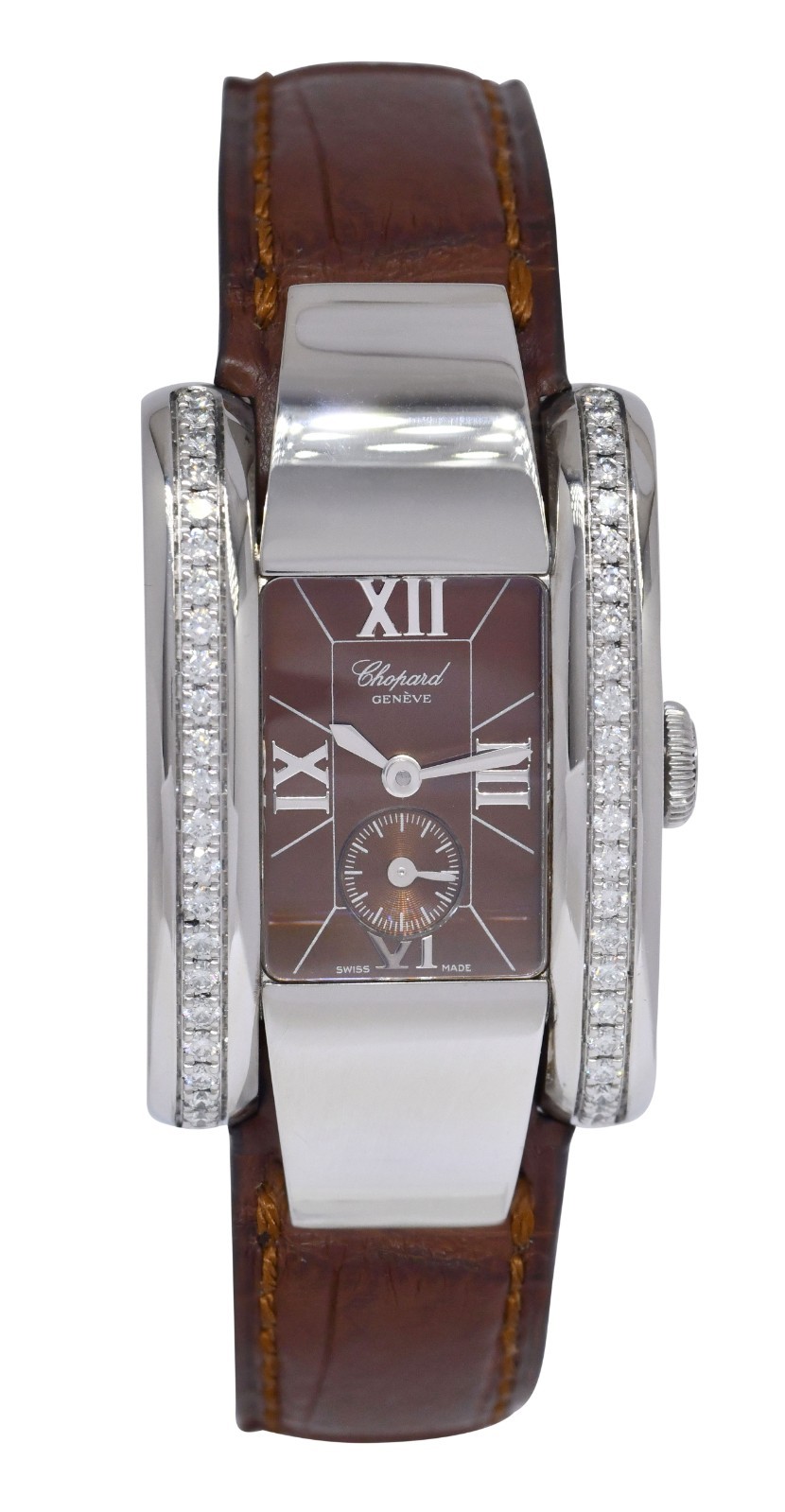 Chopard La Strada Steel Brown Dial Diamond Bezel Ladies Quartz Watch 41/8412