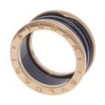 Bvlgari B.Zero1 18k Rose Gold & Black Ceramic Four Band Ring Size 59 B/P 345857