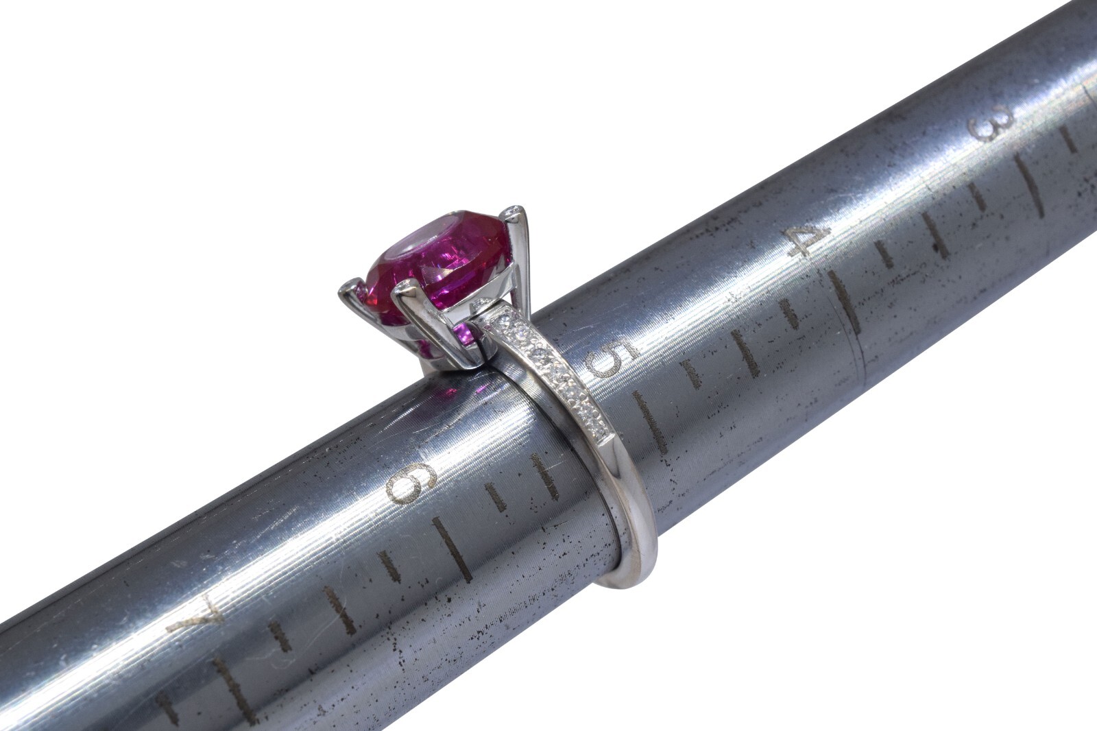 Chopard So Happy Red Stone & Diamond 18k White Gold Ring +Cert 826231-1308